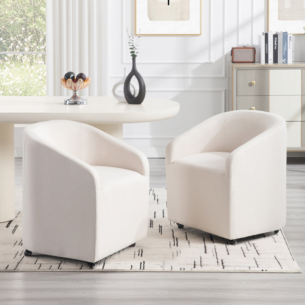 Troy Modern Velvet Rolling Dining Chair