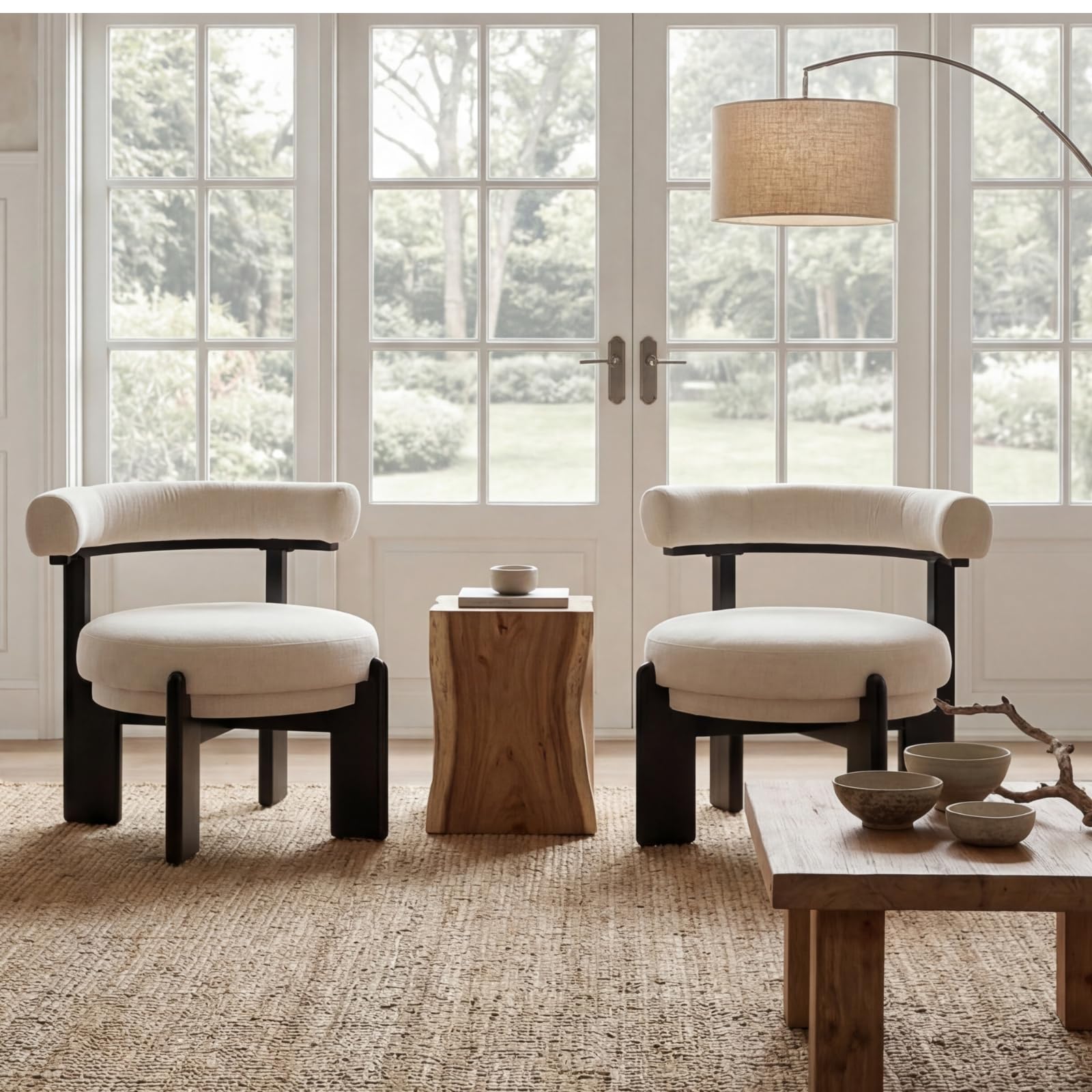 Dawson Modern Geometric Accent Chair & Ottoman Set