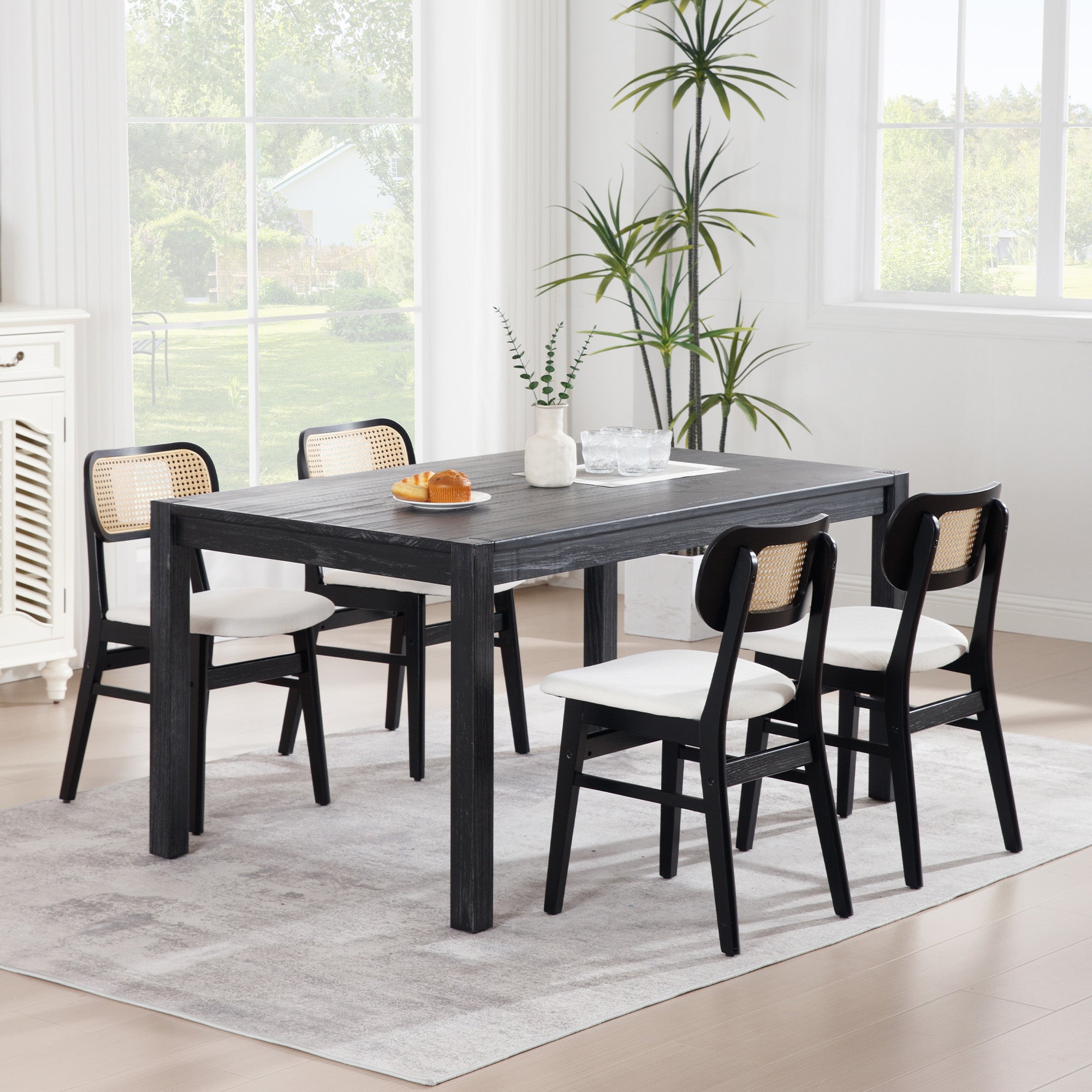 Eric Mid-Century Modern Cane Dining Chairs (Set of 2)