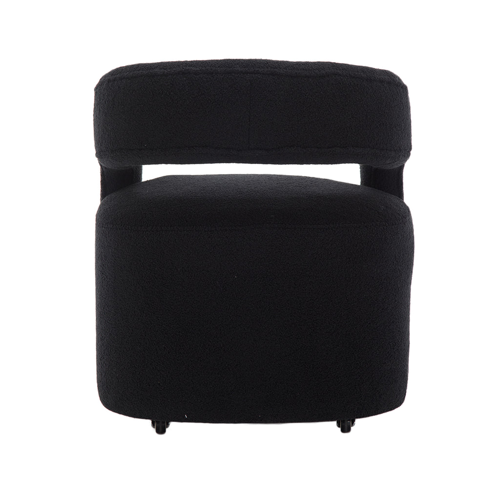 Modern Upholstered Barrel Rolling Dining Chair
