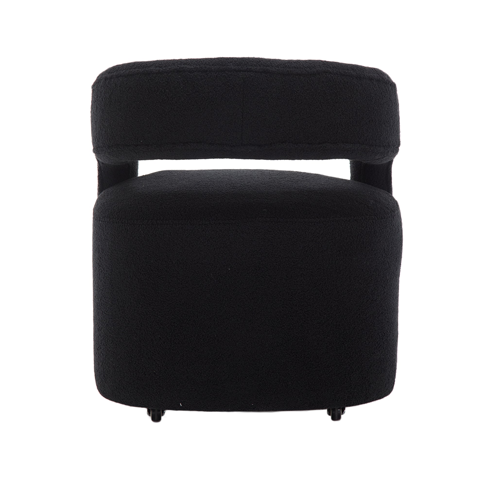 Modern Upholstered Barrel Rolling Dining Chair
