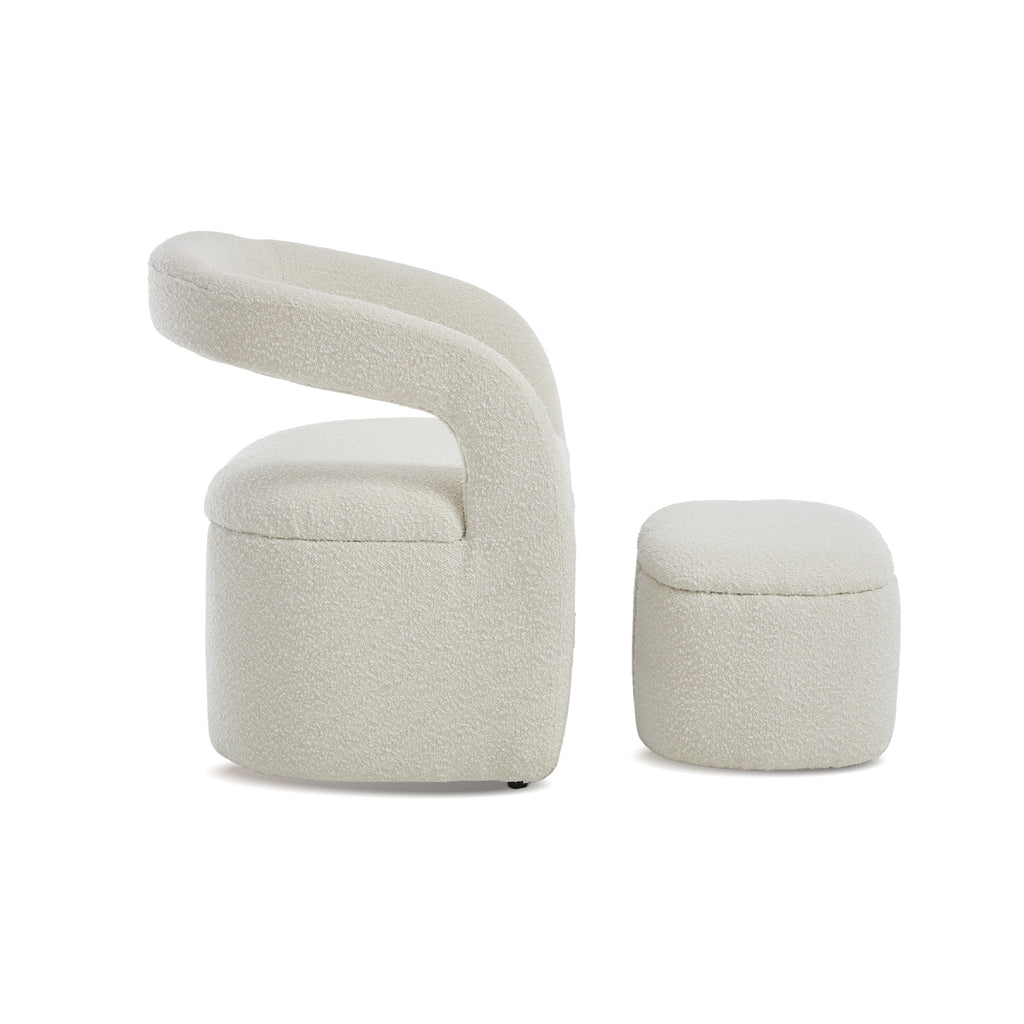 Eva Boucle Accent Chair with Ottoman