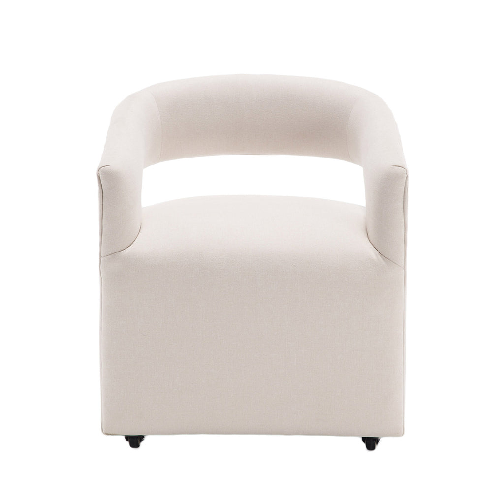 Modern Upholstered Barrel Rolling Dining Chair