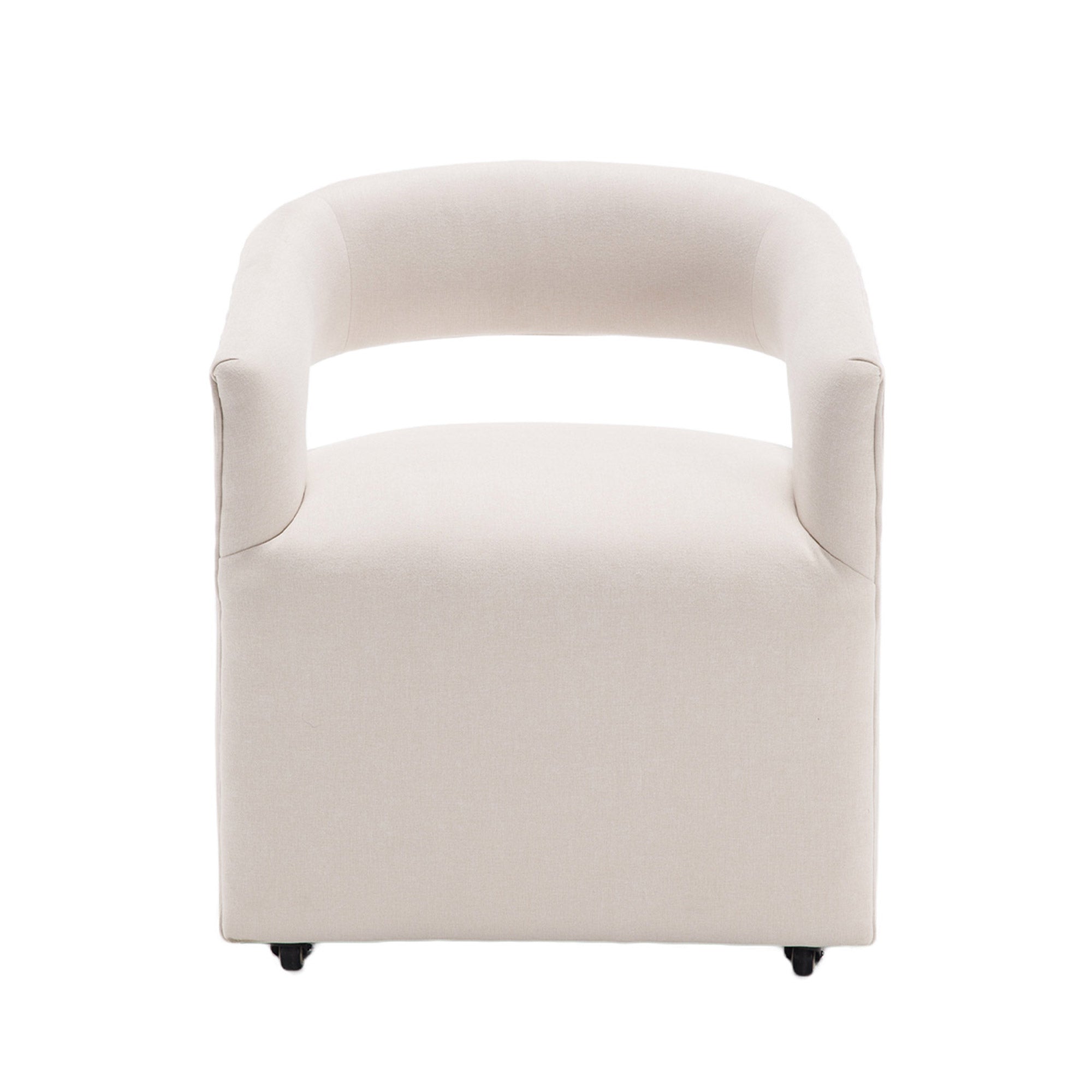 Modern Upholstered Barrel Rolling Dining Chair