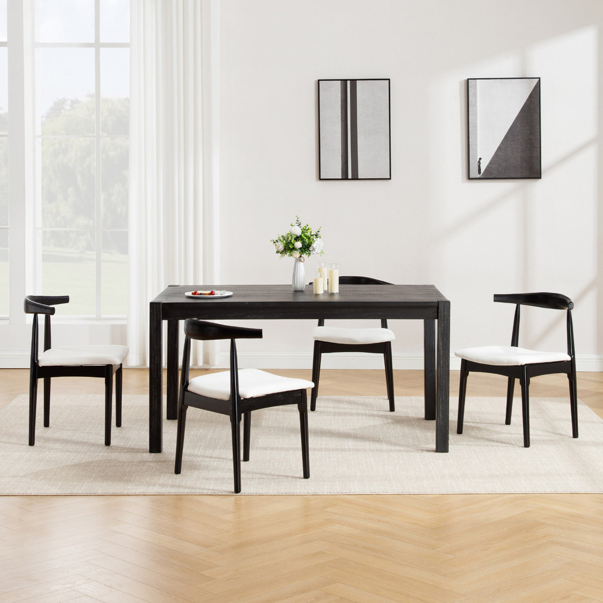 Nolan Modern Dining Chairs with Solid Wood Legs (Set of 2)