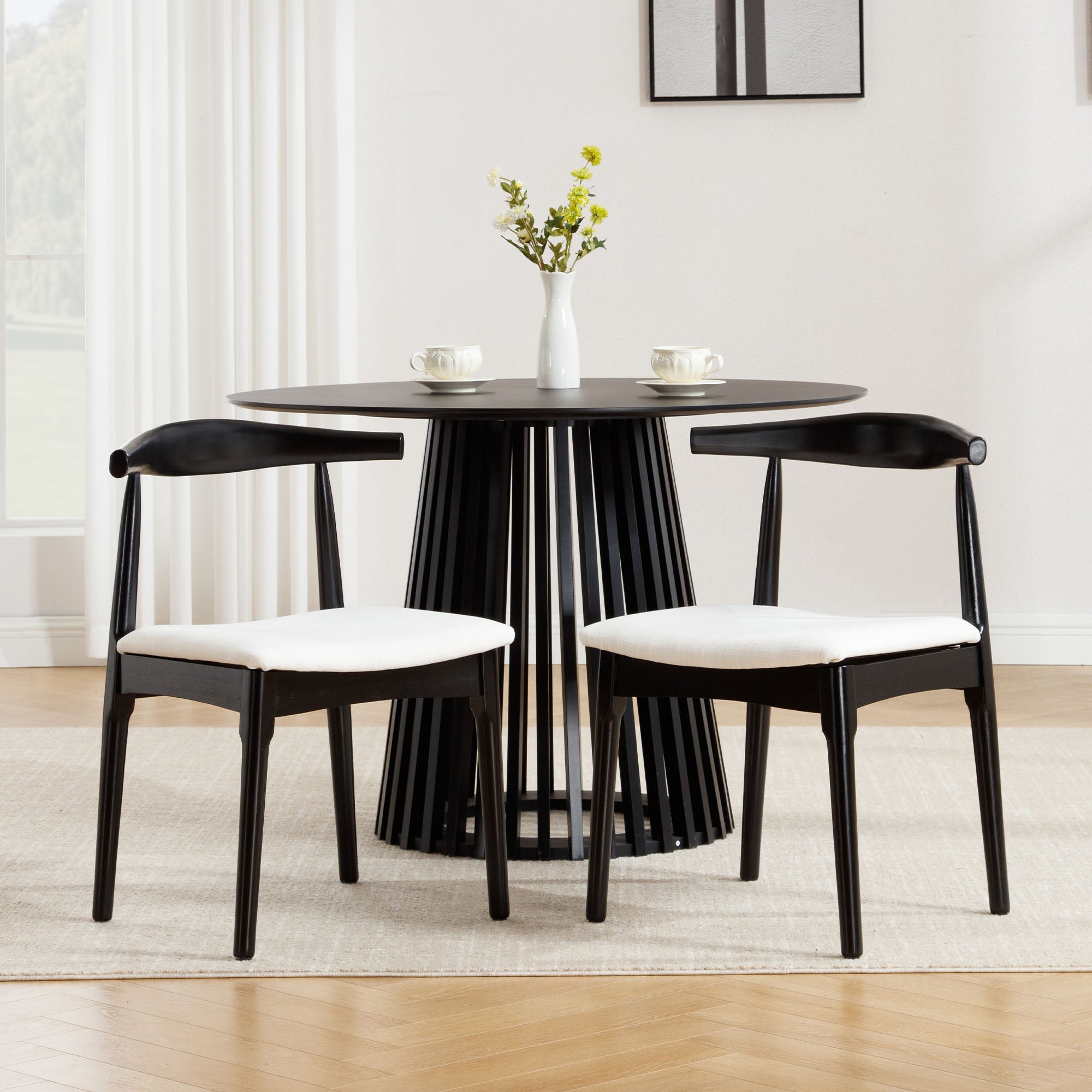 Nolan Modern Dining Chairs with Solid Wood Legs (Set of 2)