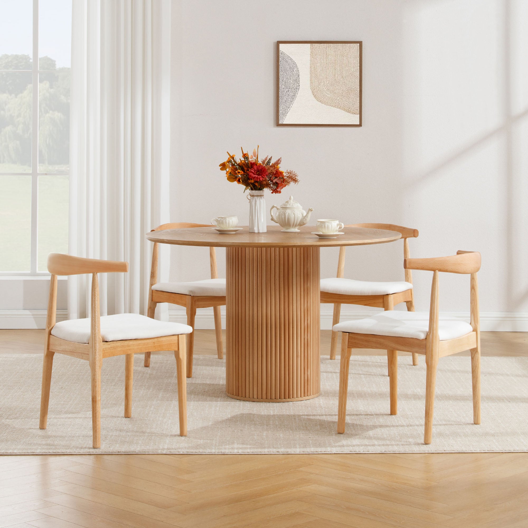 Nolan Modern Dining Chairs with Solid Wood Legs (Set of 2)