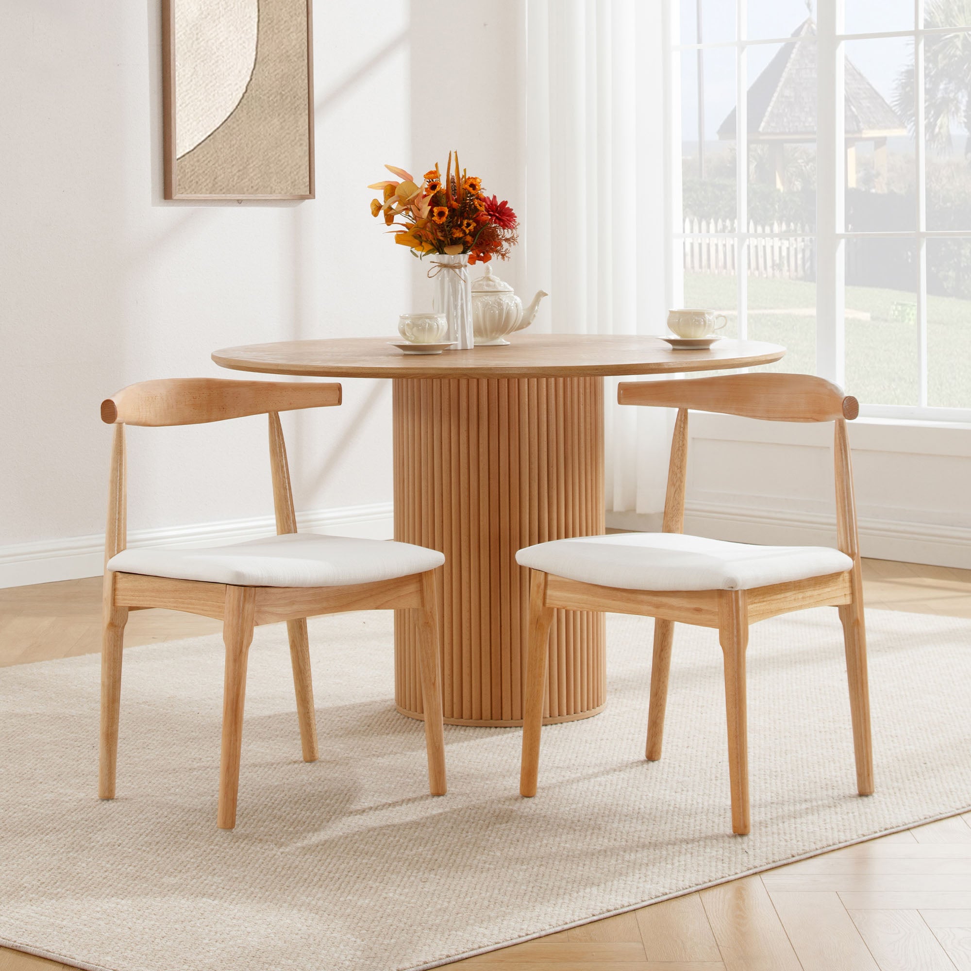 Nolan Modern Dining Chairs with Solid Wood Legs (Set of 2)