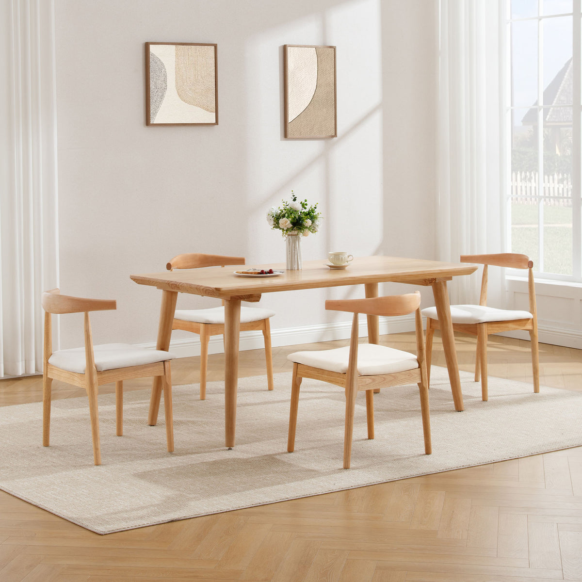 Nolan Modern Dining Chairs with Solid Wood Legs (Set of 2)