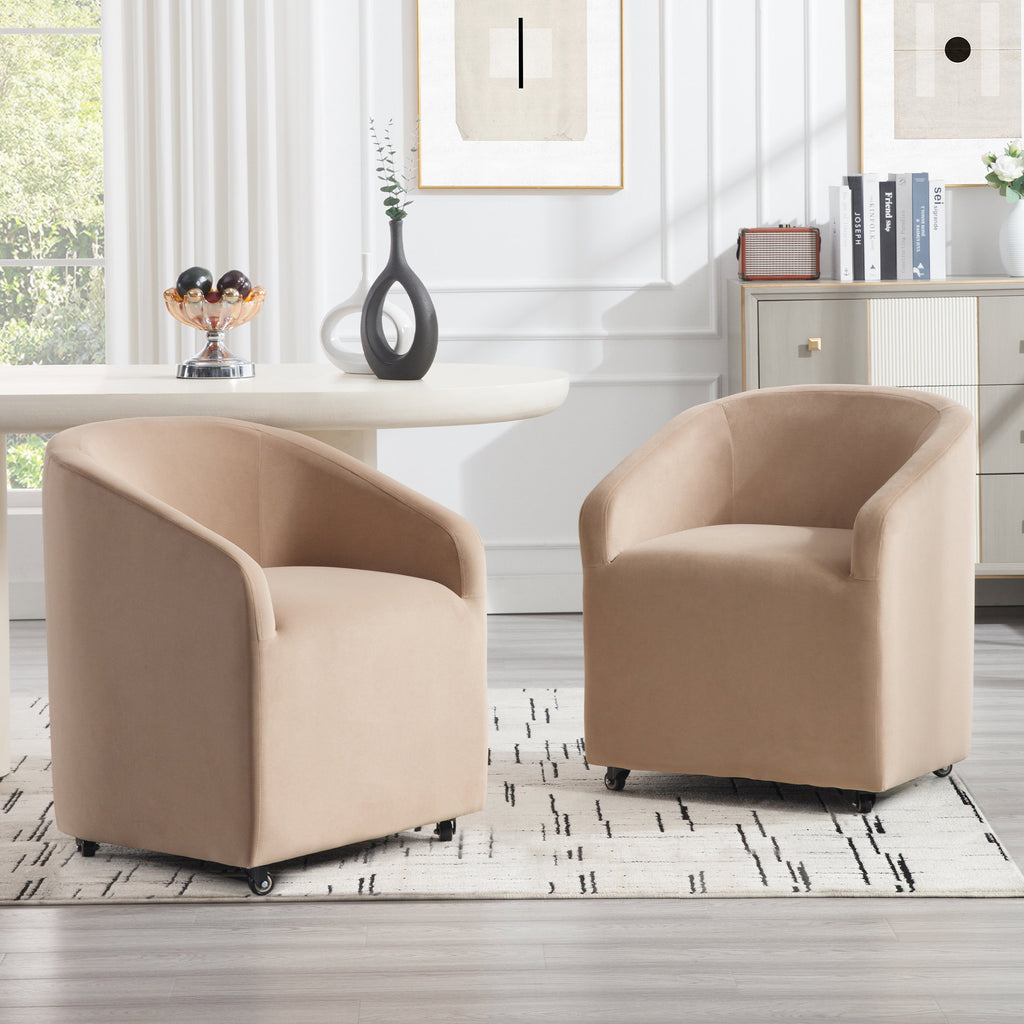 Troy Modern Velvet Rolling Dining Chair