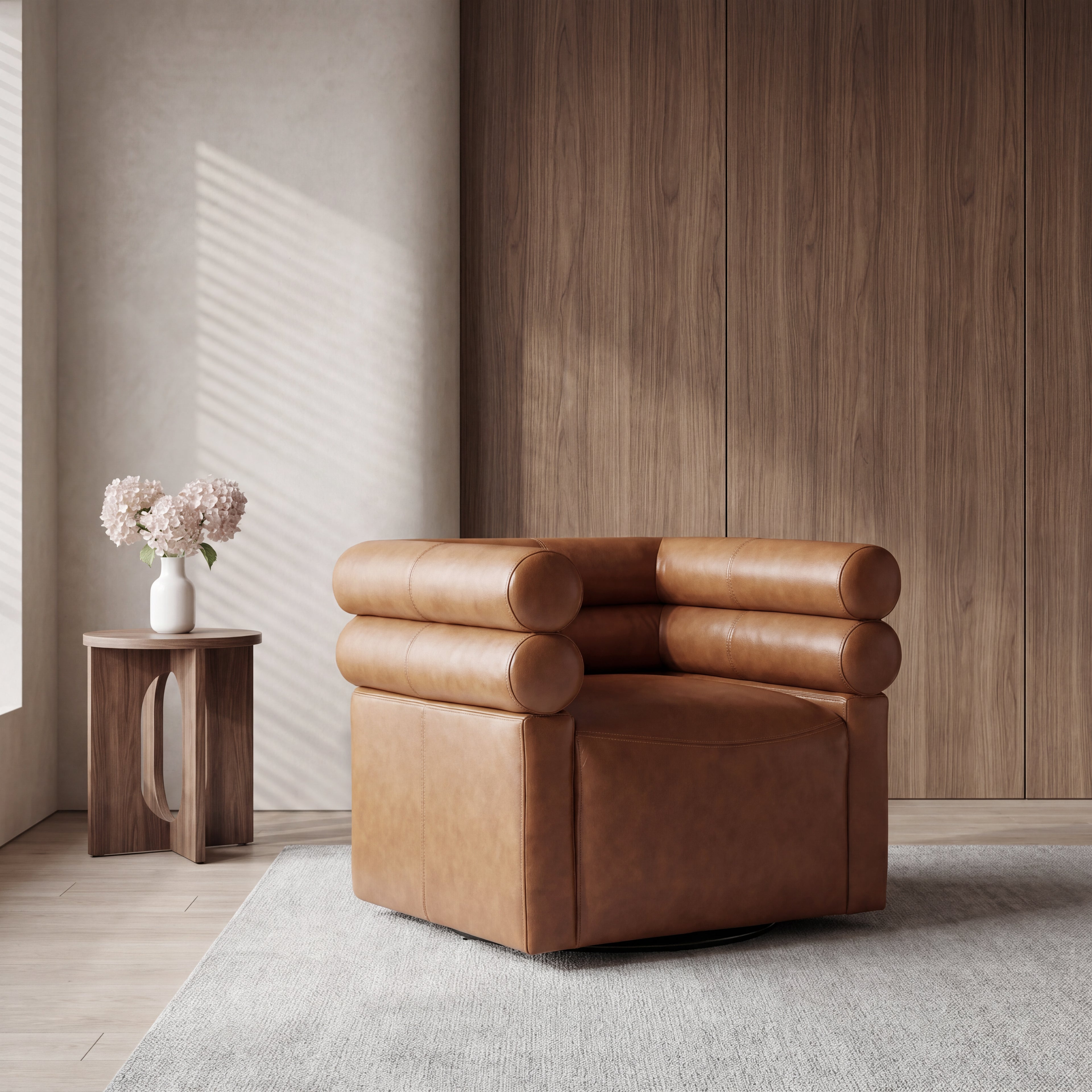 Asher Genuine Leather Swivel Lounge Chair