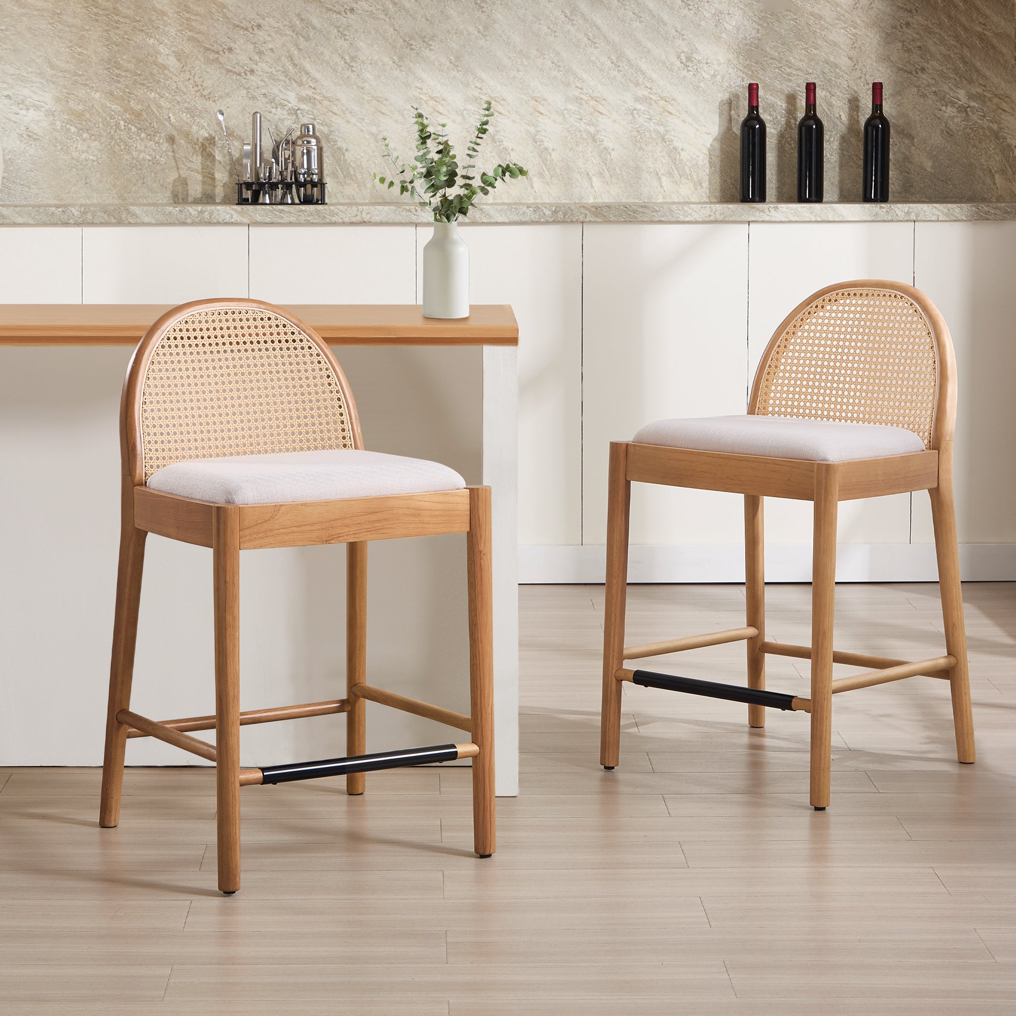 Luna Rattan Bar Stools (Set of 4)