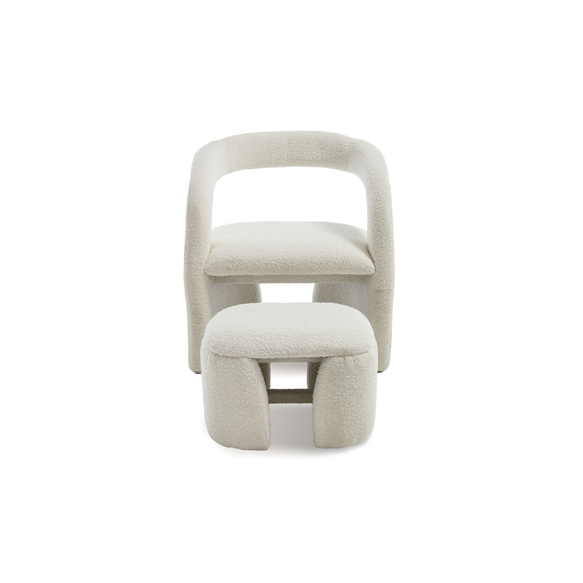 Eva Boucle Accent Chair with Ottoman