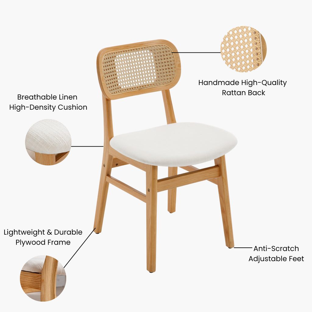 Eric Mid-Century Modern Cane Dining Chairs (Set of 2)