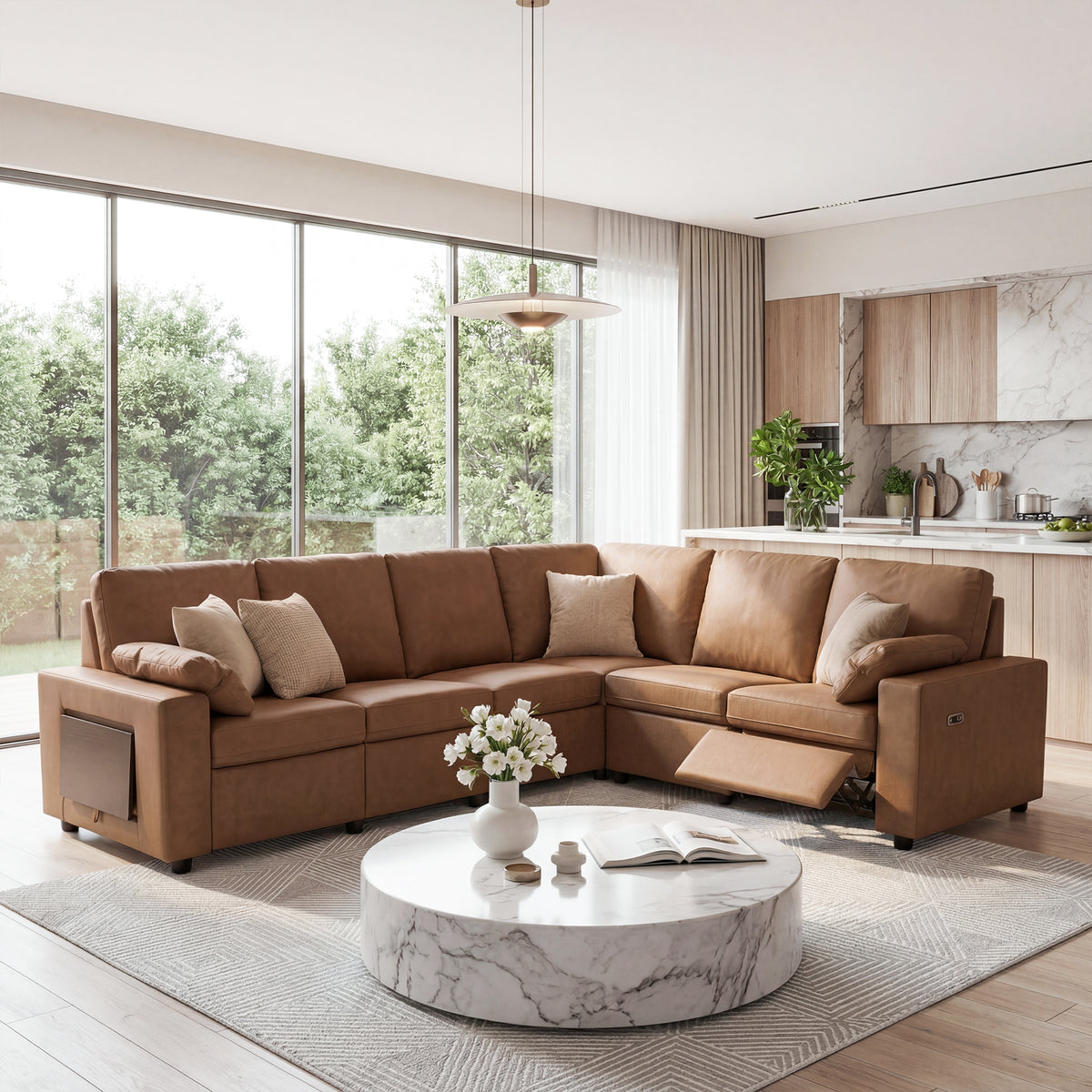 Levi Wall Hugger Reclining Sectional Sofa with Storage