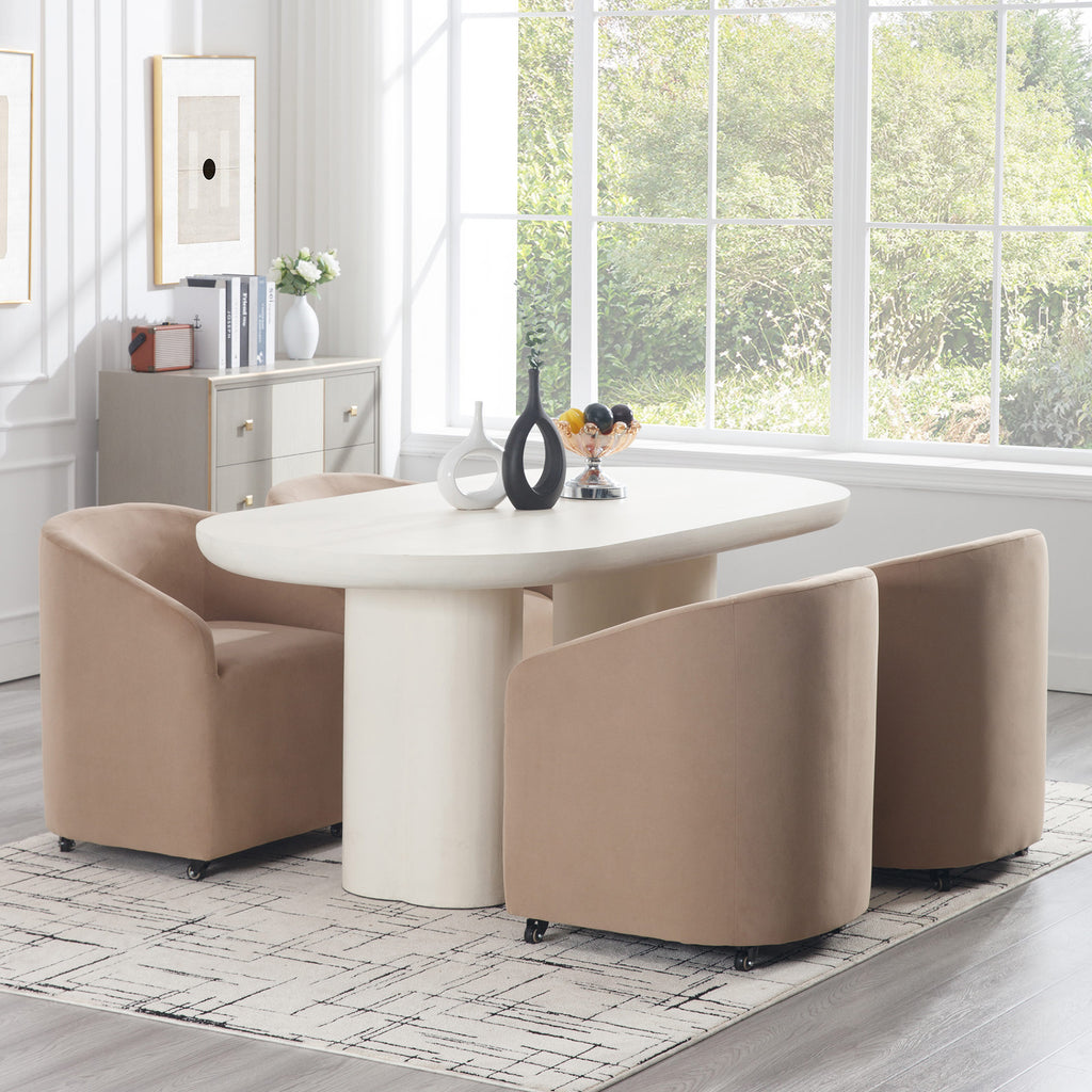 Troy Modern Velvet Rolling Dining Chair