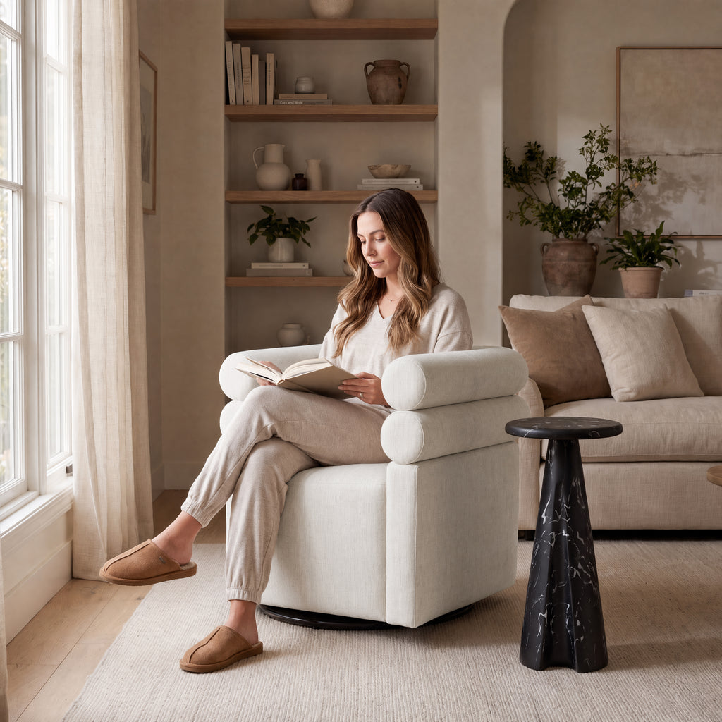 Asher Genuine Leather Swivel Lounge Chair