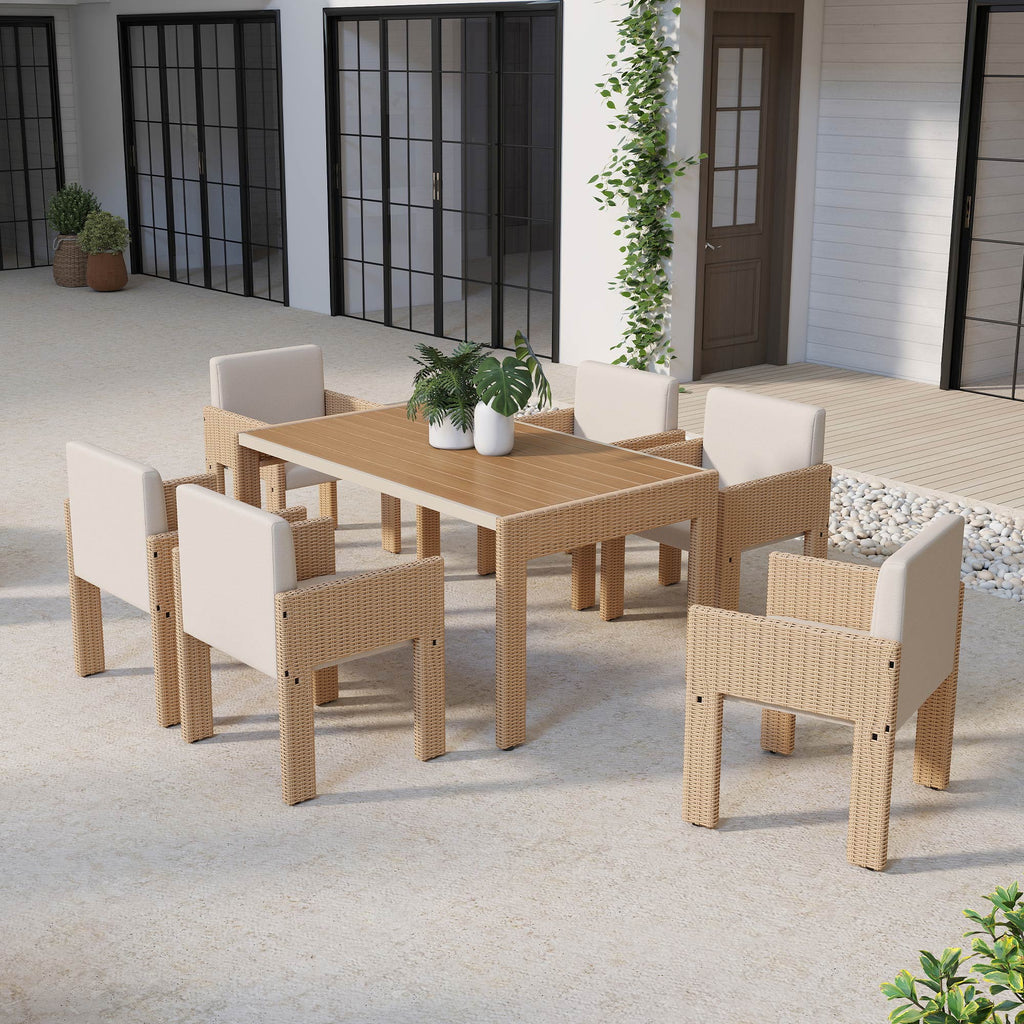 Relen Rattan Dining Set For 6 People