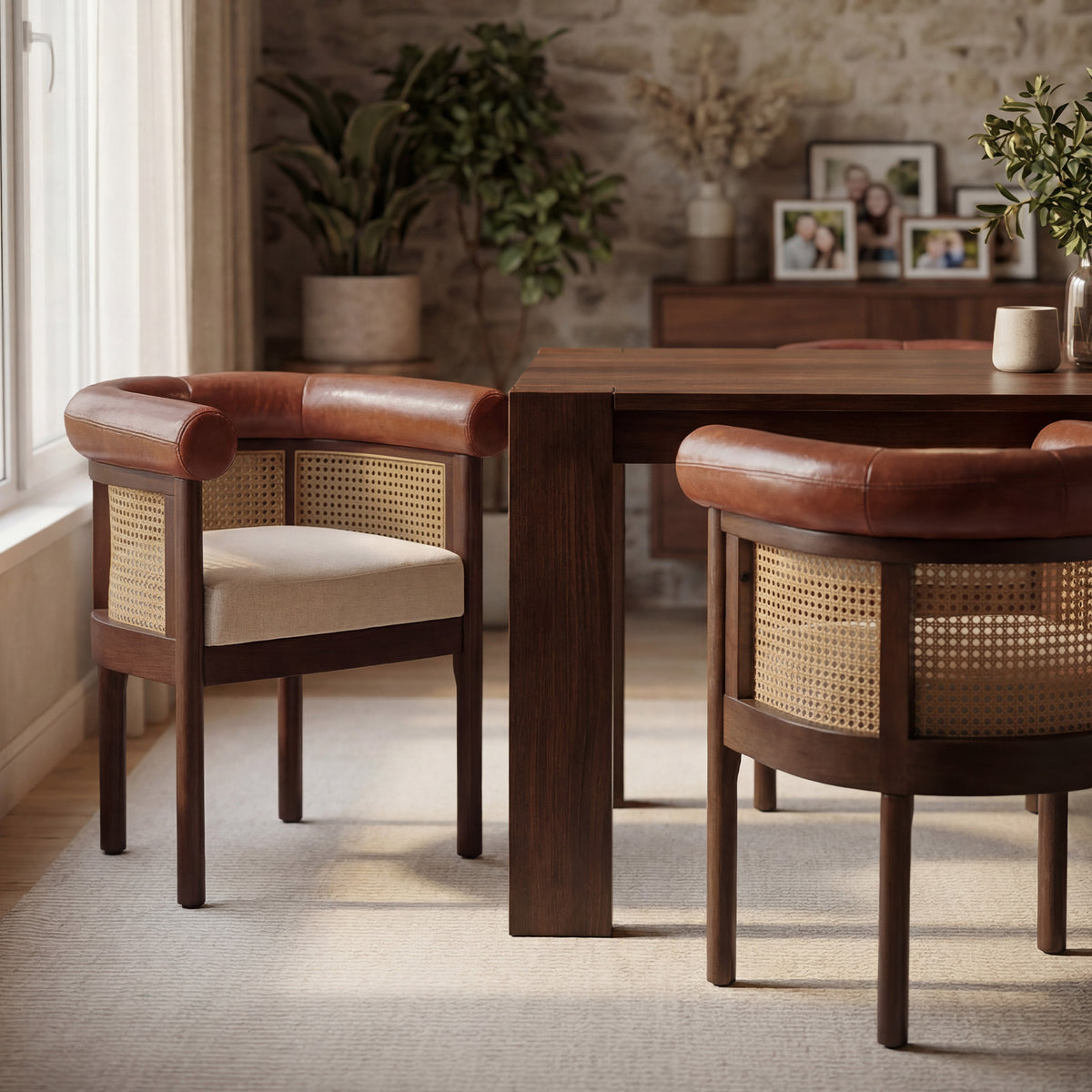 Richard Mid-Century Modern Cane Dining Chair