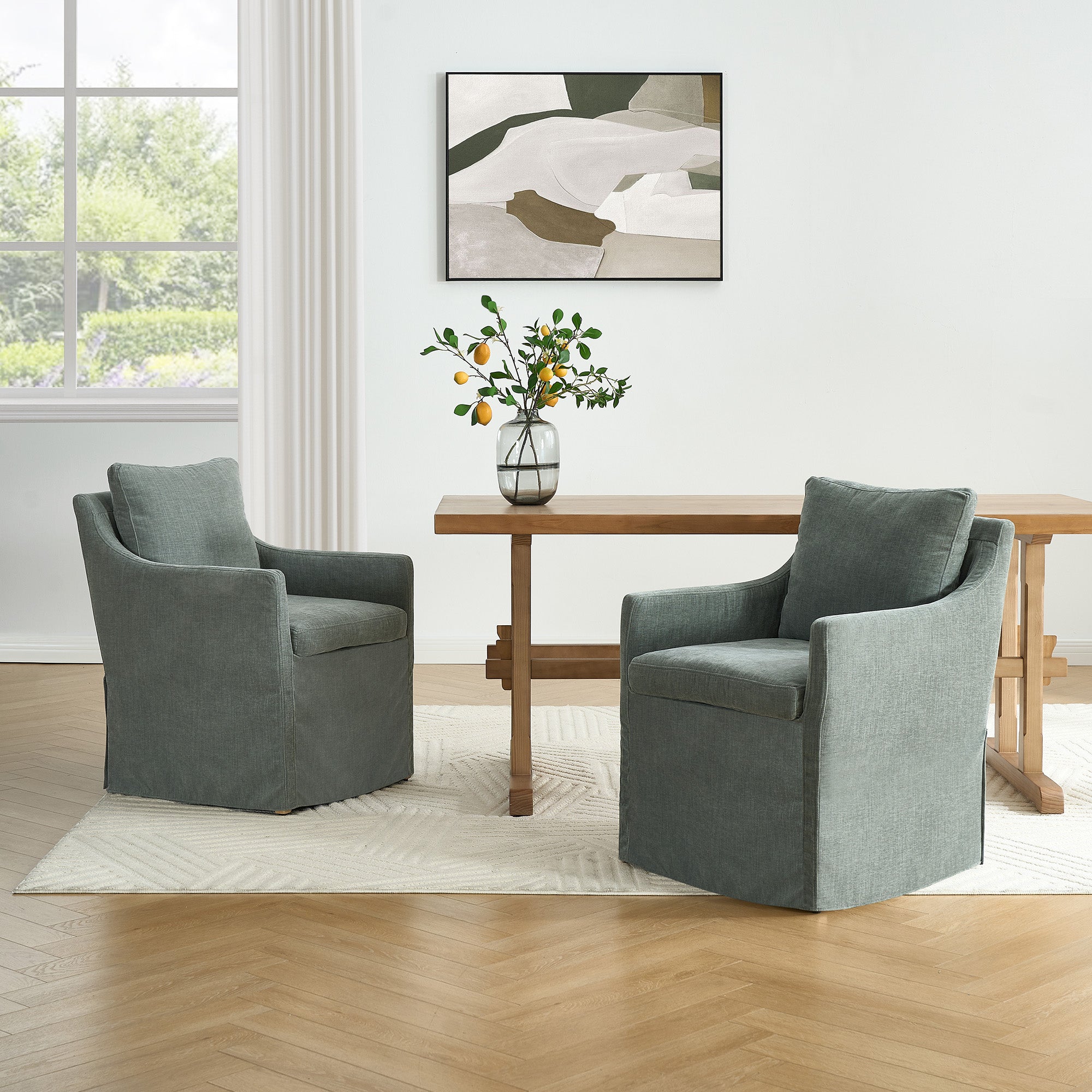 Hank Modern Upholstered Dining Chairs with Arms