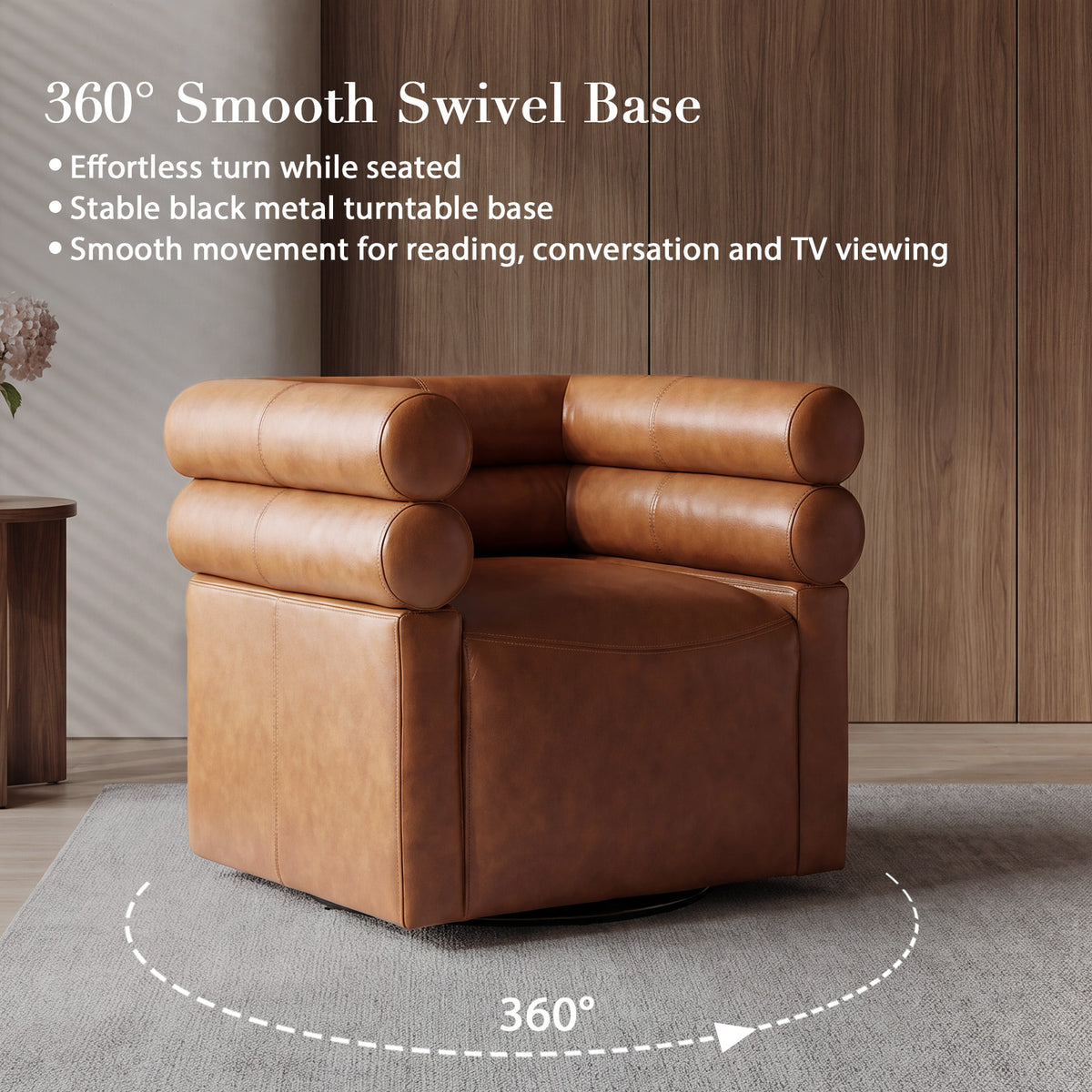 Asher Genuine Leather Swivel Lounge Chair