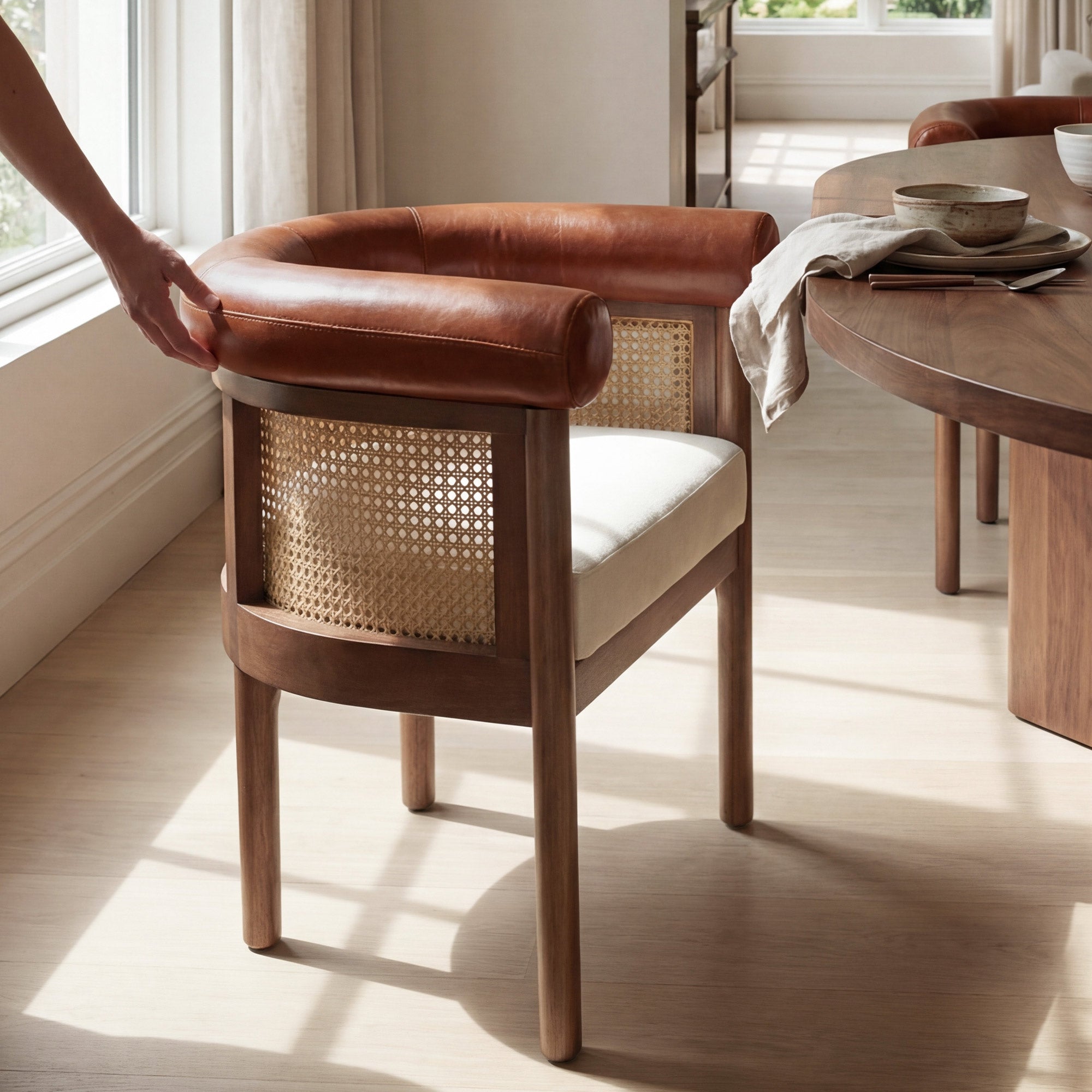 Richard Mid-Century Modern Cane Dining Chair
