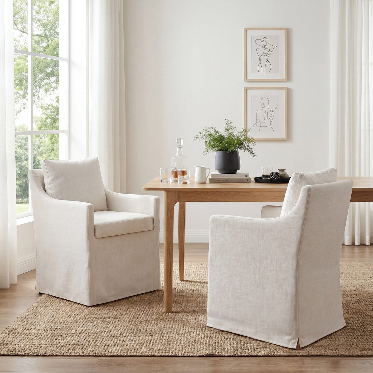Hank Modern Upholstered Dining Chairs with Arms