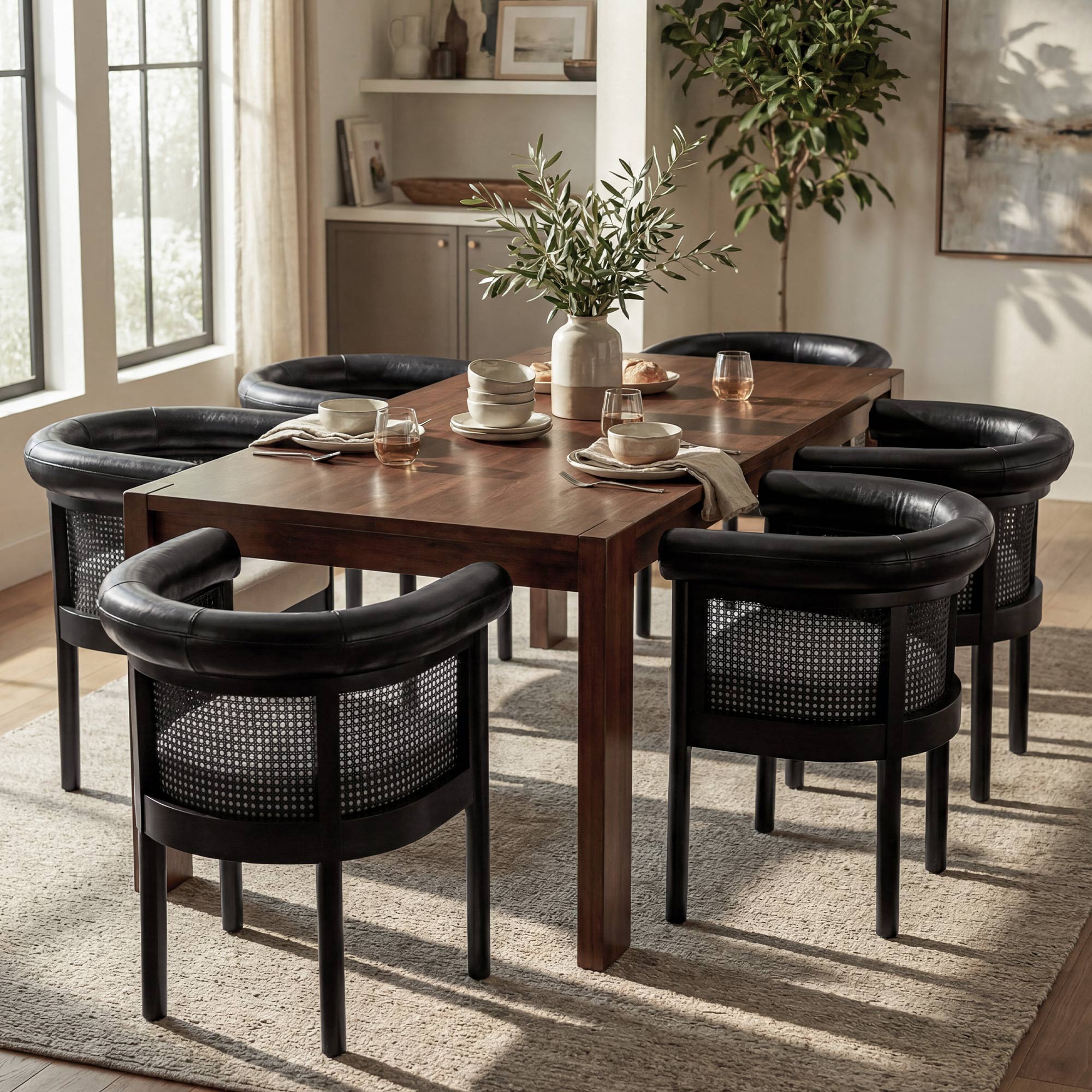 Richard Mid-Century Modern Cane Dining Chair