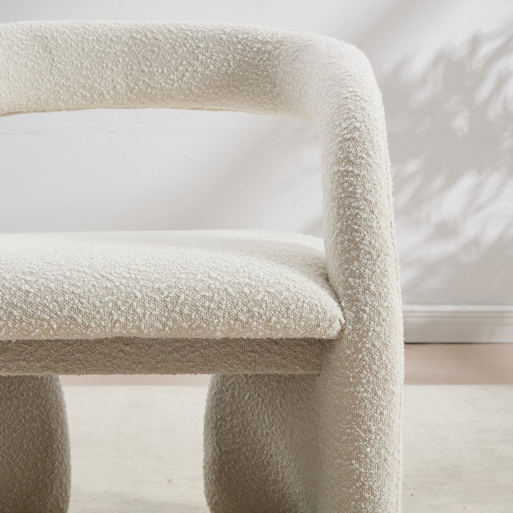 Eva Boucle Accent Chair with Ottoman
