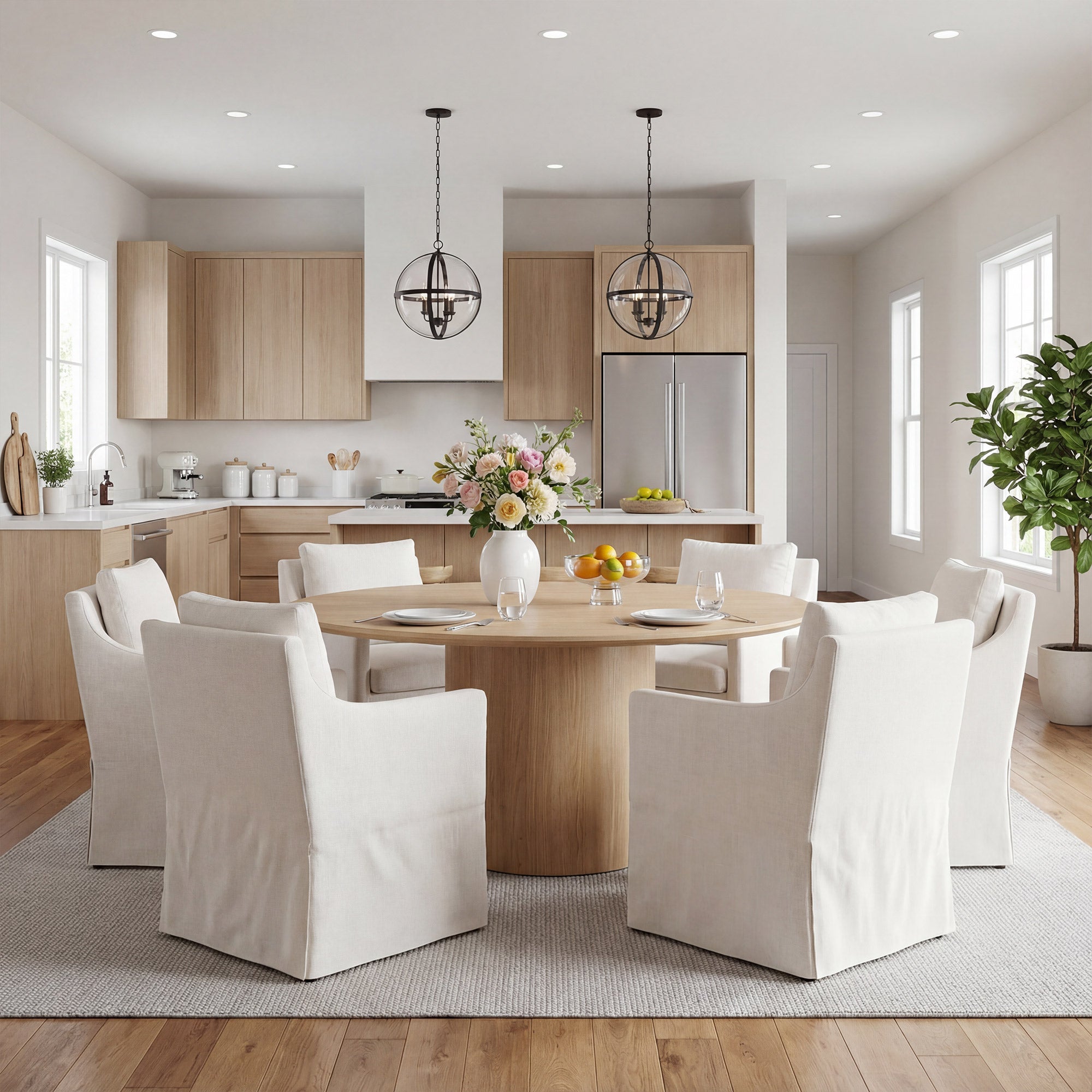 Hank Modern Upholstered Dining Chairs with Arms