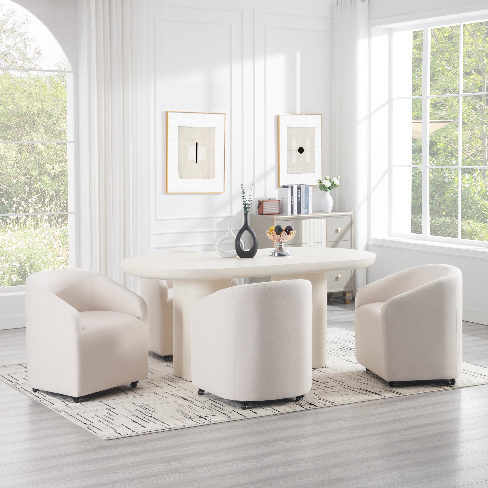 Troy Modern Velvet Rolling Dining Chair
