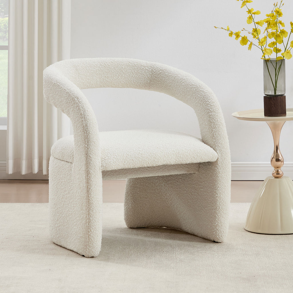 Eva Boucle Accent Chair with Ottoman