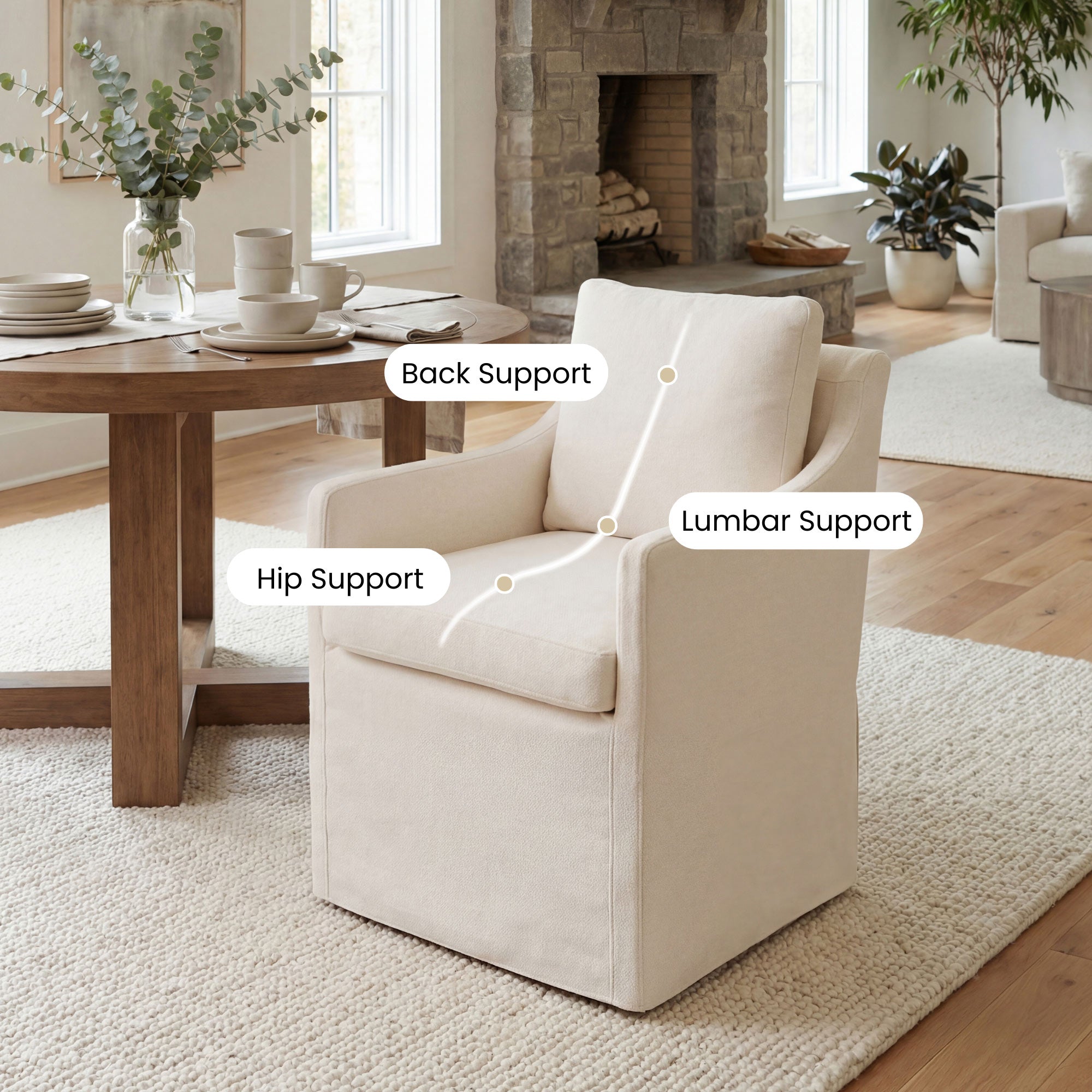 Hank Modern Upholstered Dining Chairs with Arms