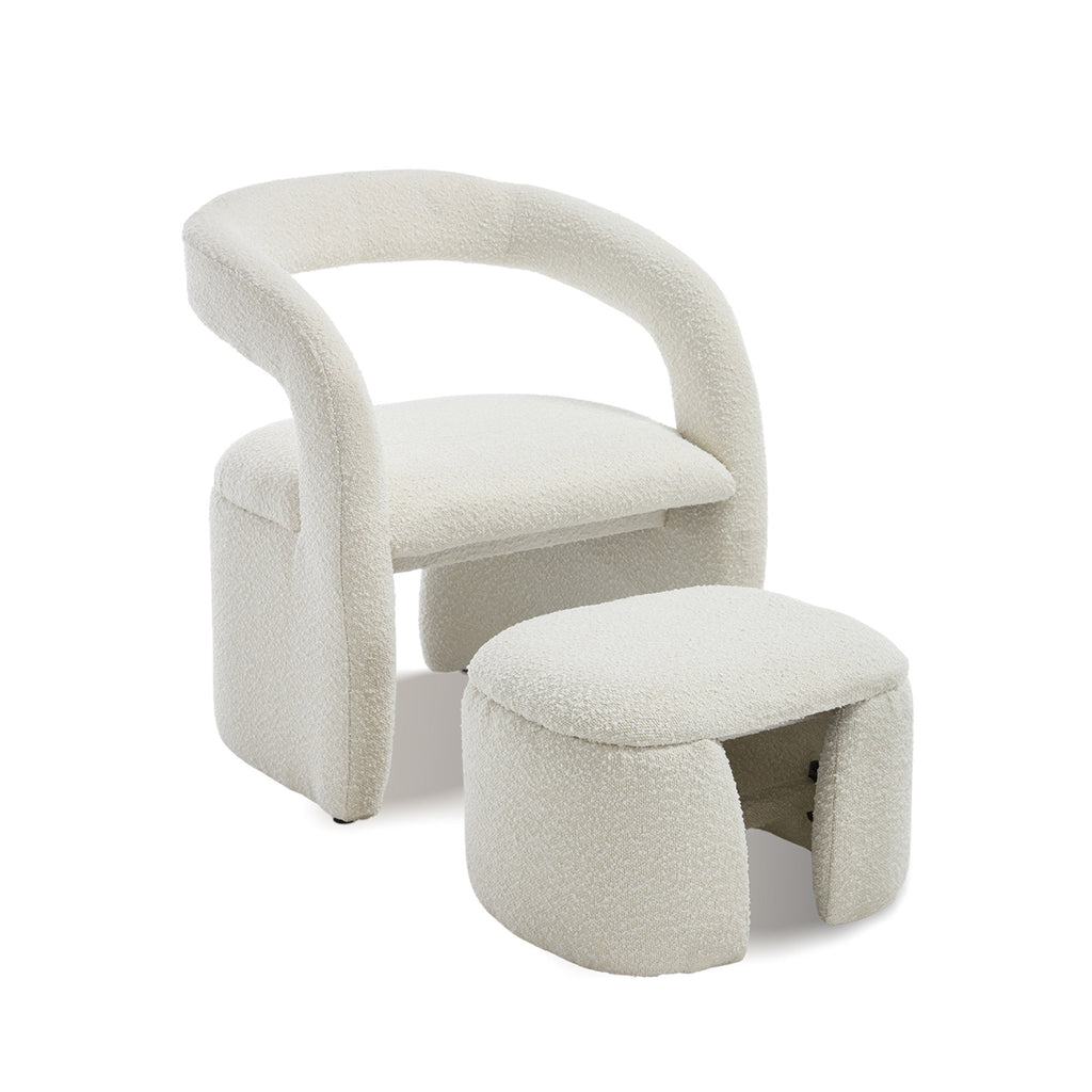 Eva Boucle Accent Chair with Ottoman