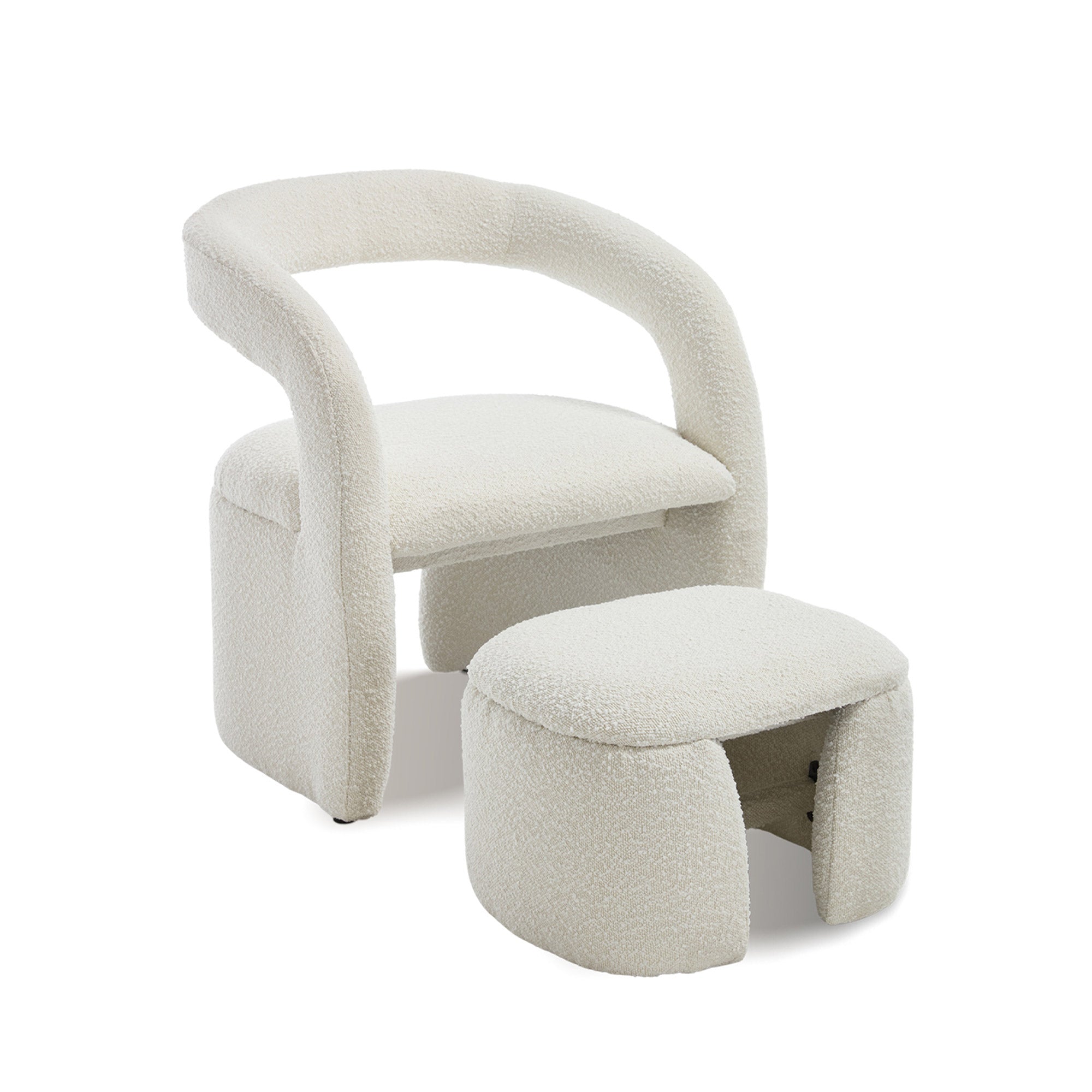 Eva Boucle Accent Chair with Ottoman