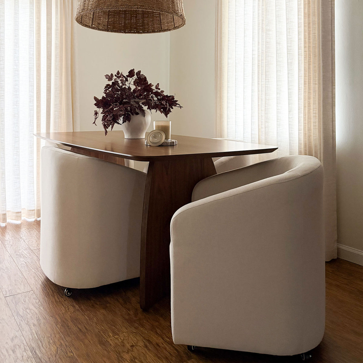 Troy Modern Velvet Rolling Dining Chair