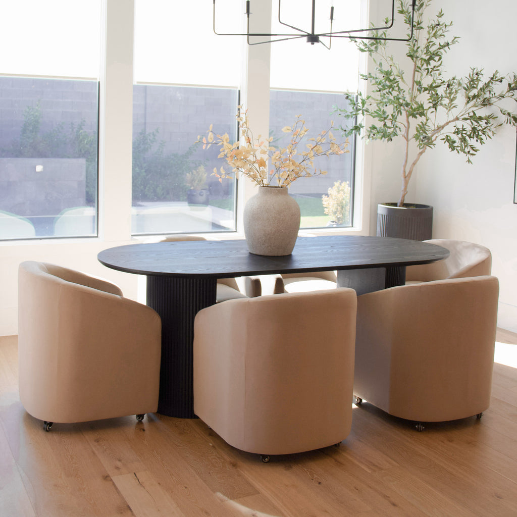 Troy Modern Velvet Rolling Dining Chair