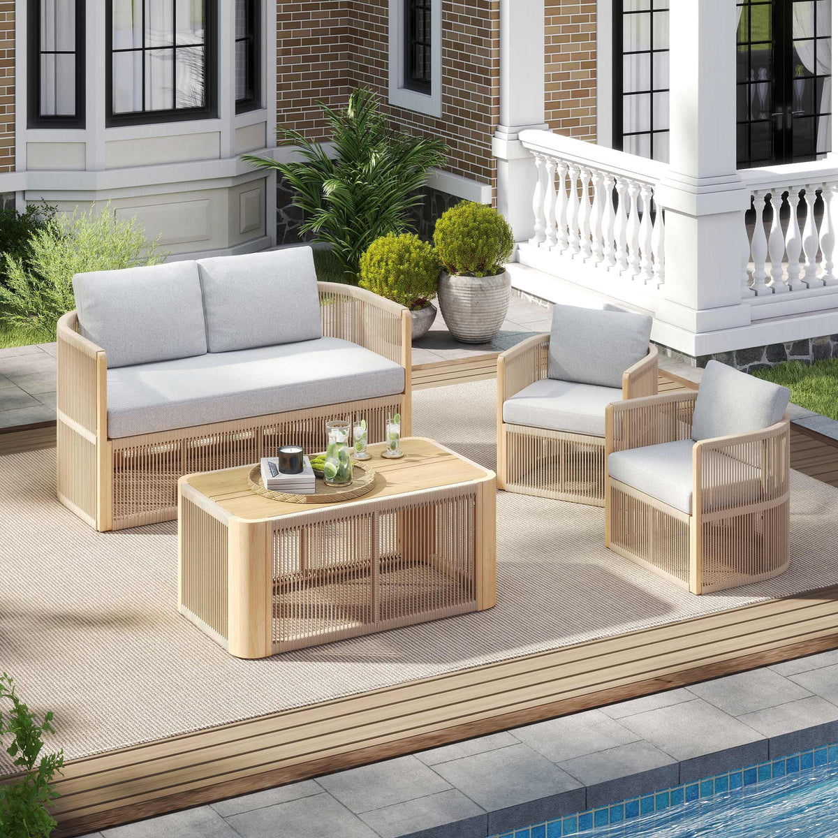 Bruce 7-Pieces Rope Rattan Sofa Set