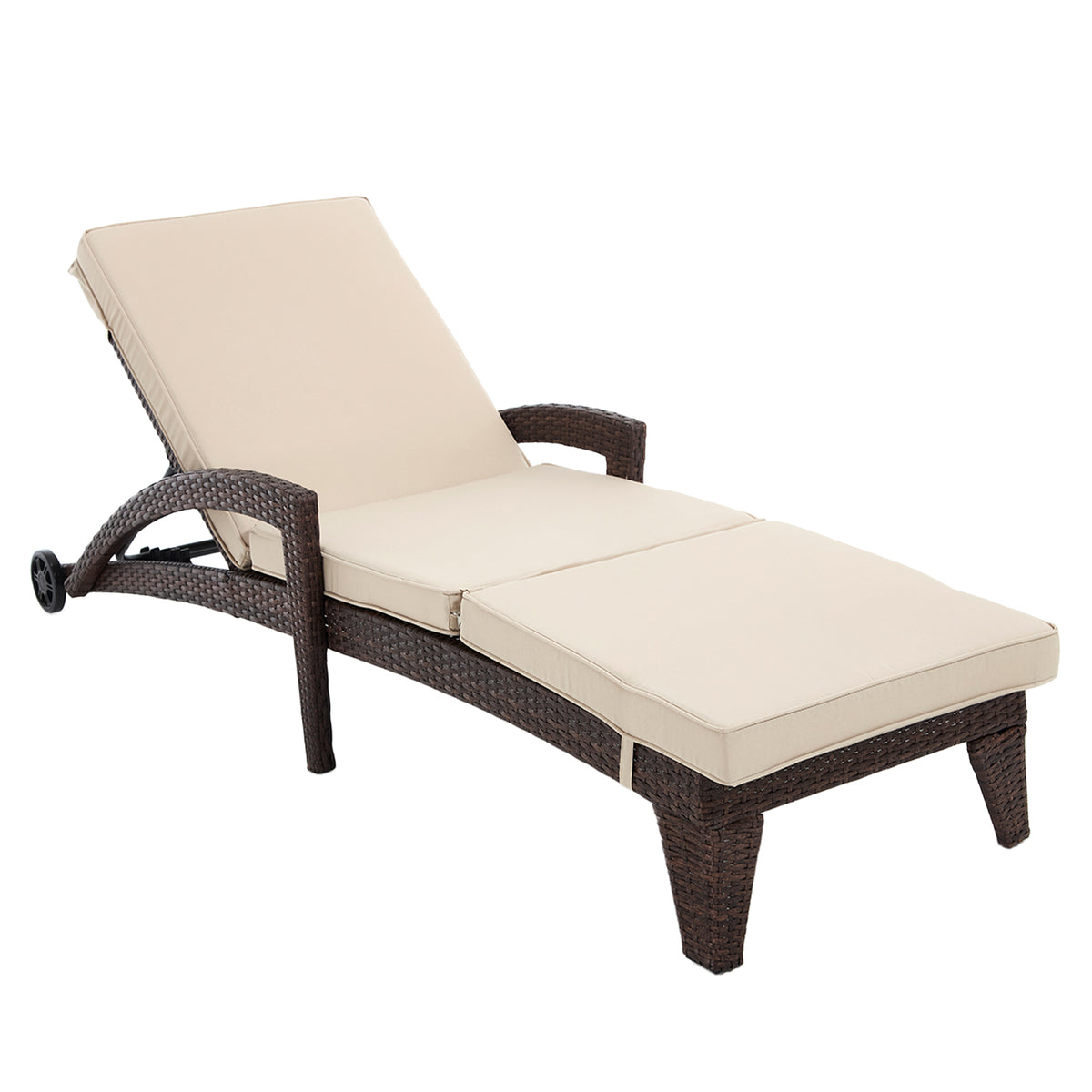 Brich Rattan Chaise Lounge with wheels (Set of 2)