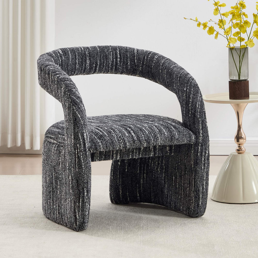 Eva Boucle Accent Chair with Ottoman
