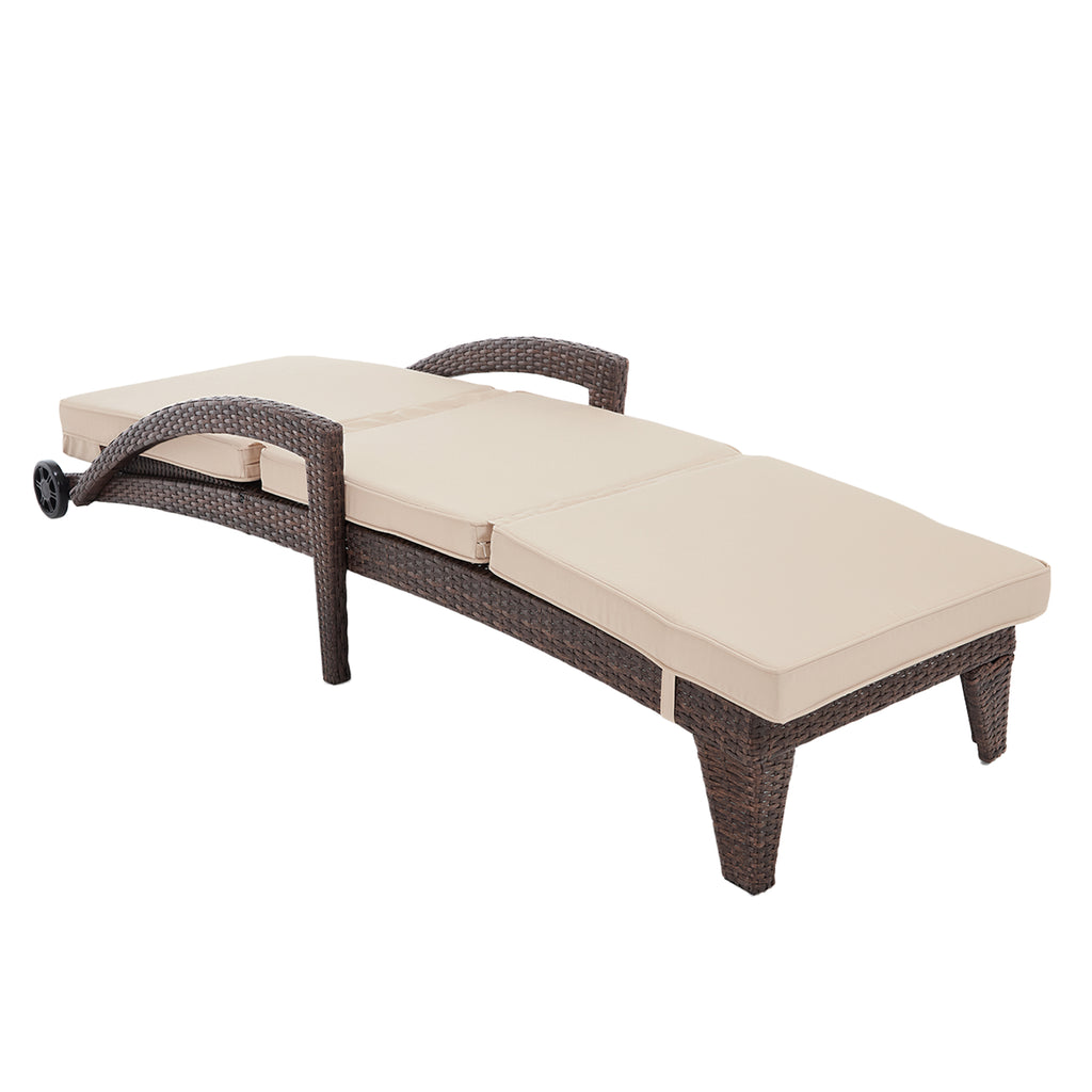 Brich Rattan Chaise Lounge with wheels (Set of 2)