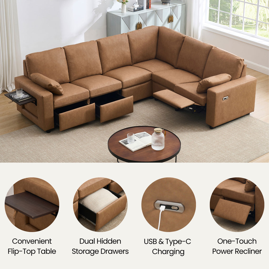 Levi Wall Hugger Reclining Sectional Sofa with Storage