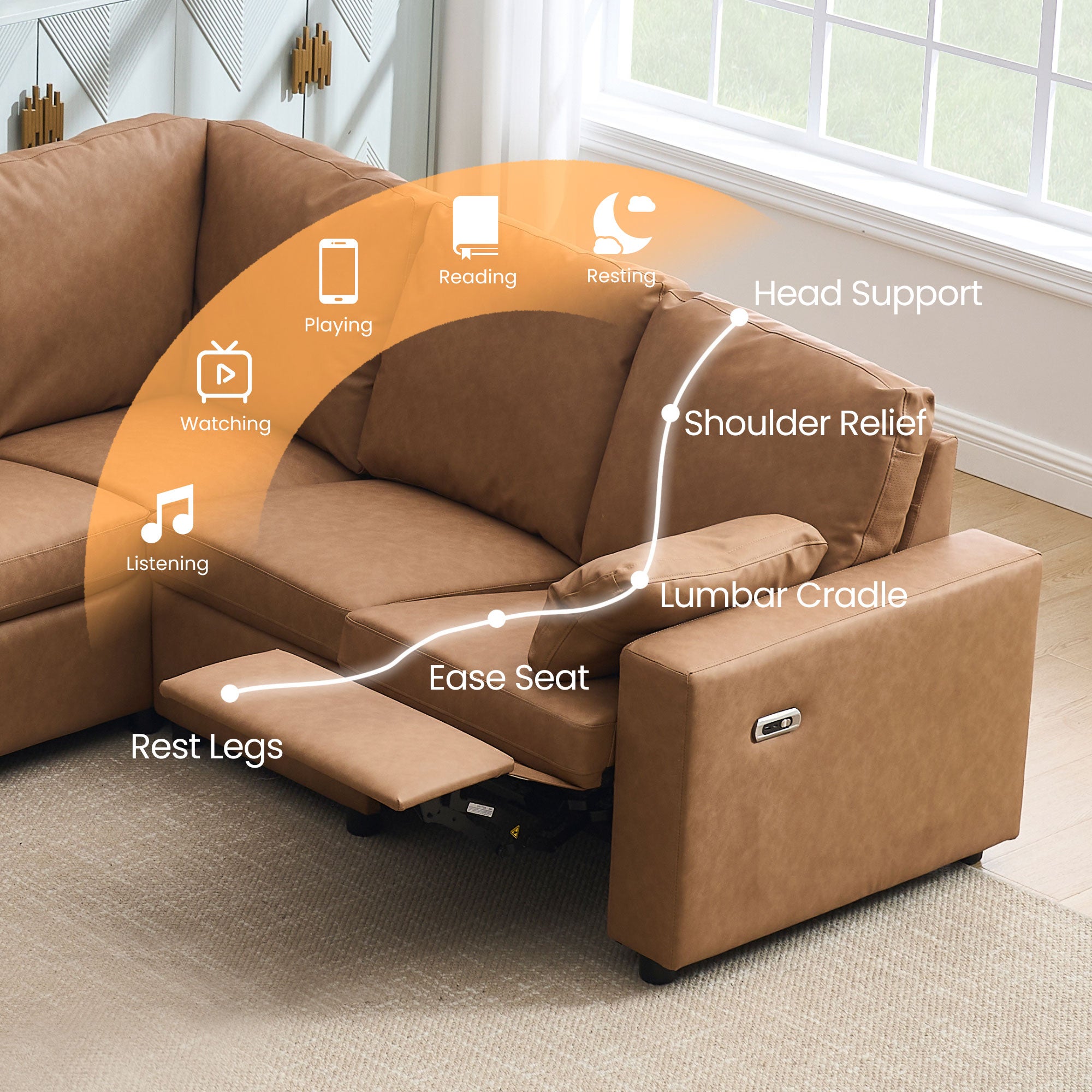 Levi Wall Hugger Reclining Sectional Sofa with Storage