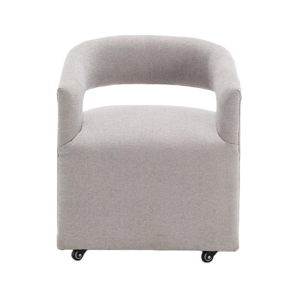 Modern Upholstered Barrel Rolling Dining Chair