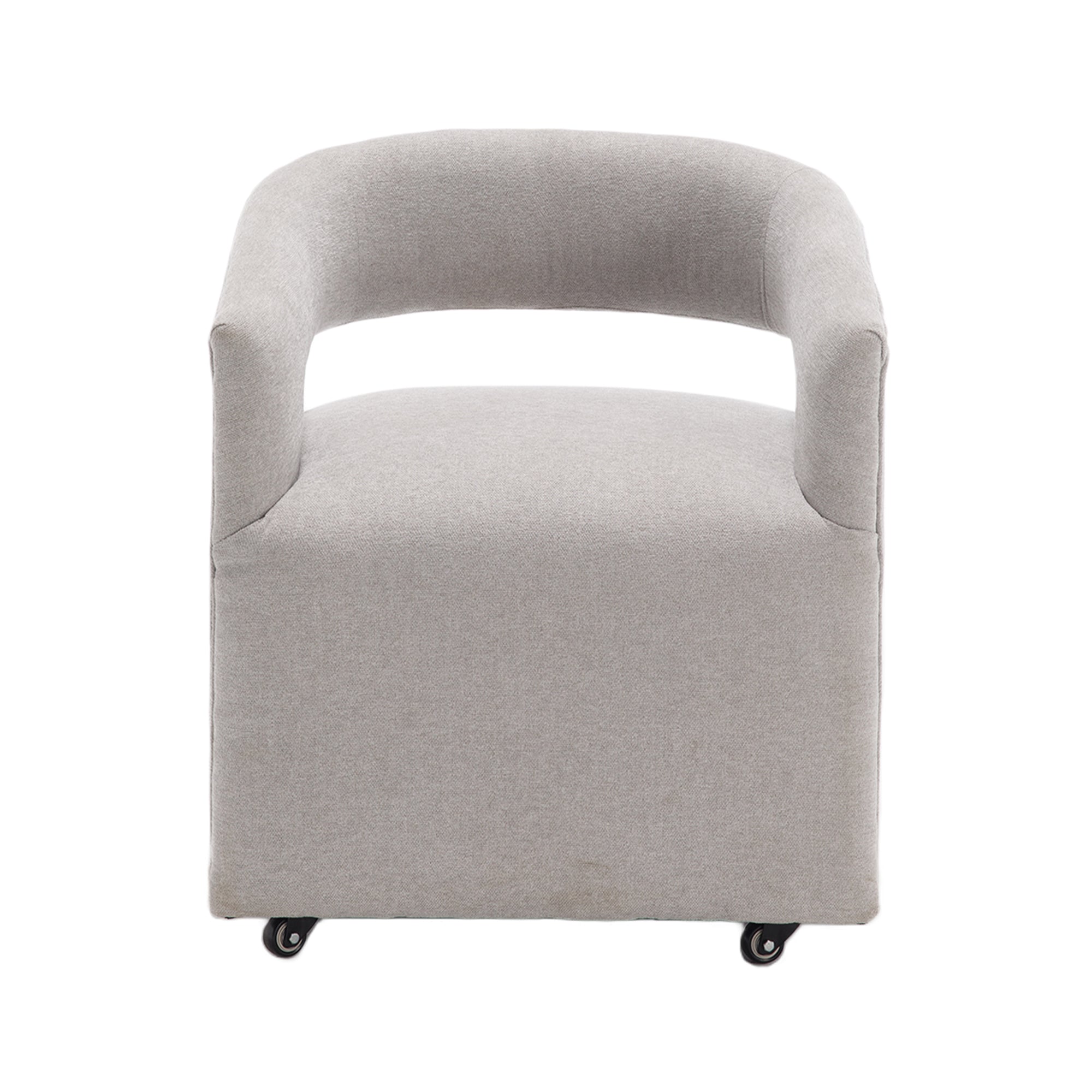 Modern Upholstered Barrel Rolling Dining Chair