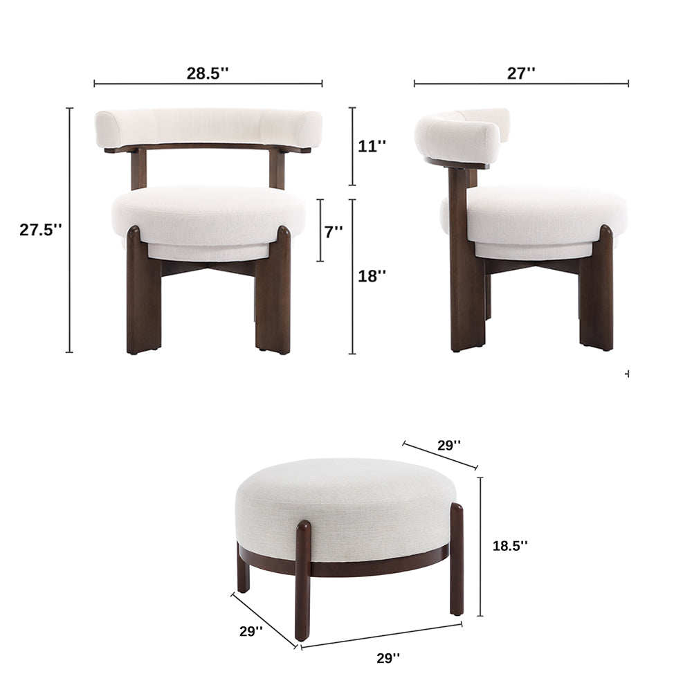 Dawson Modern Geometric Accent Chair & Ottoman Set