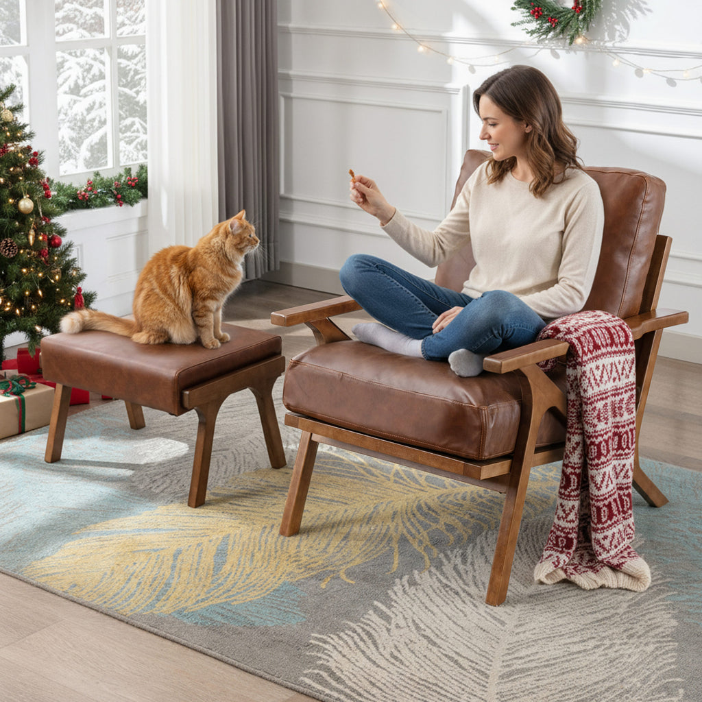 Charles Lounge Armchair with Ottoman