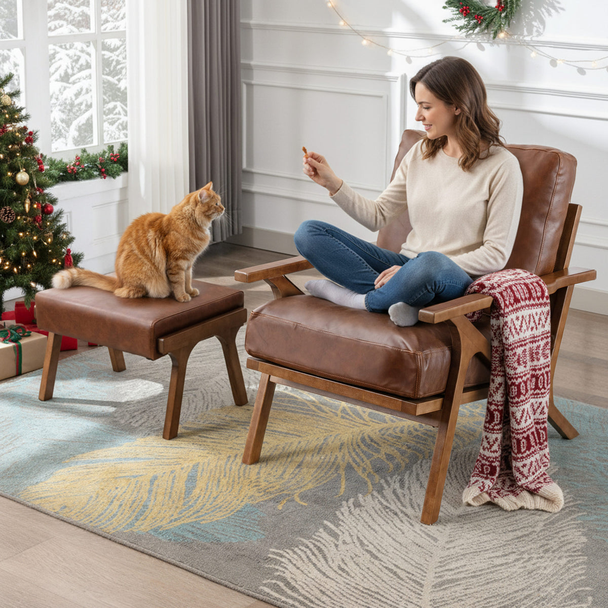 Charles Lounge Armchair with Ottoman