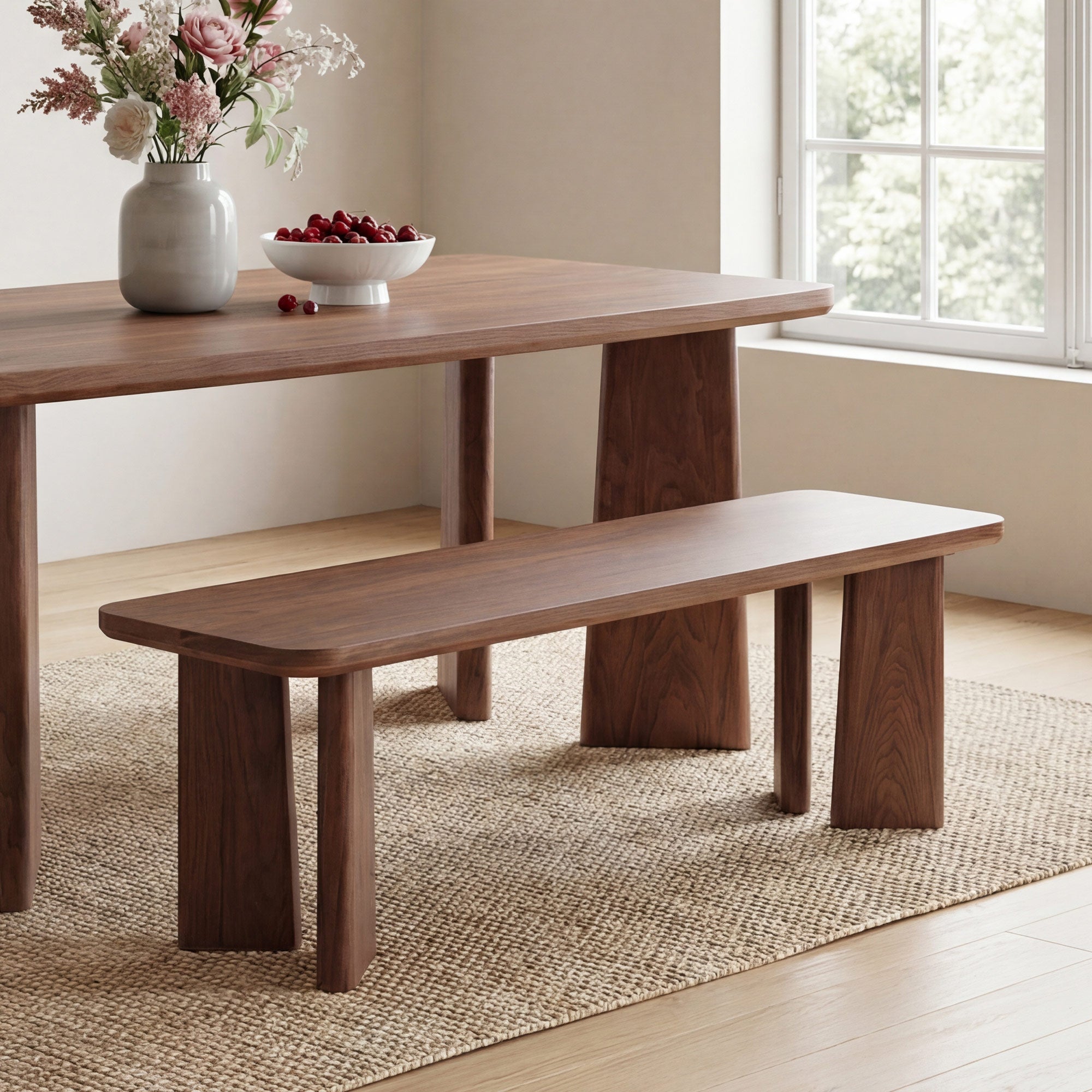 Humber Rectangle Mid-Century Modern Dining Bench