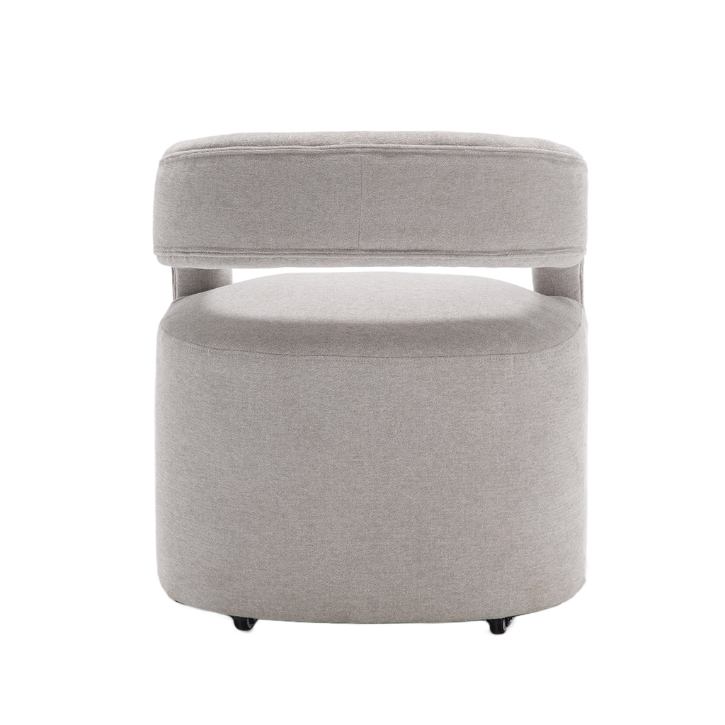 Modern Upholstered Barrel Rolling Dining Chair